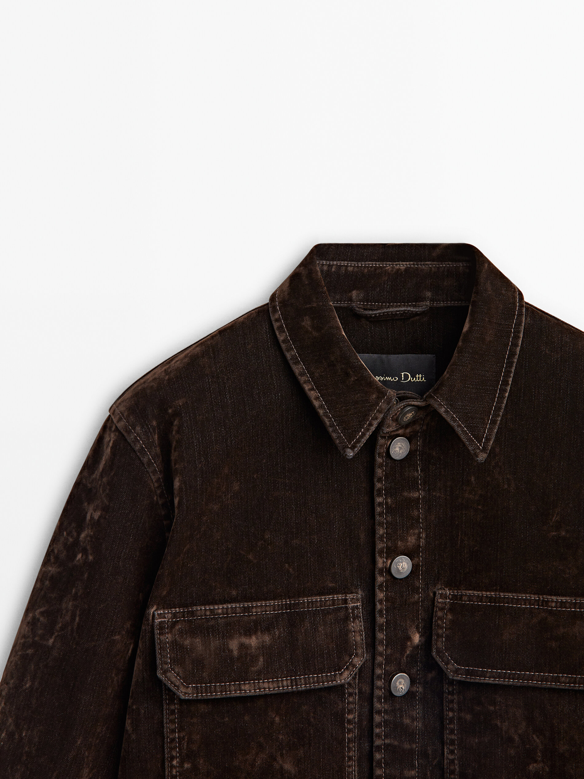 Denim jacket with flocked finish Washed Coats And Jackets