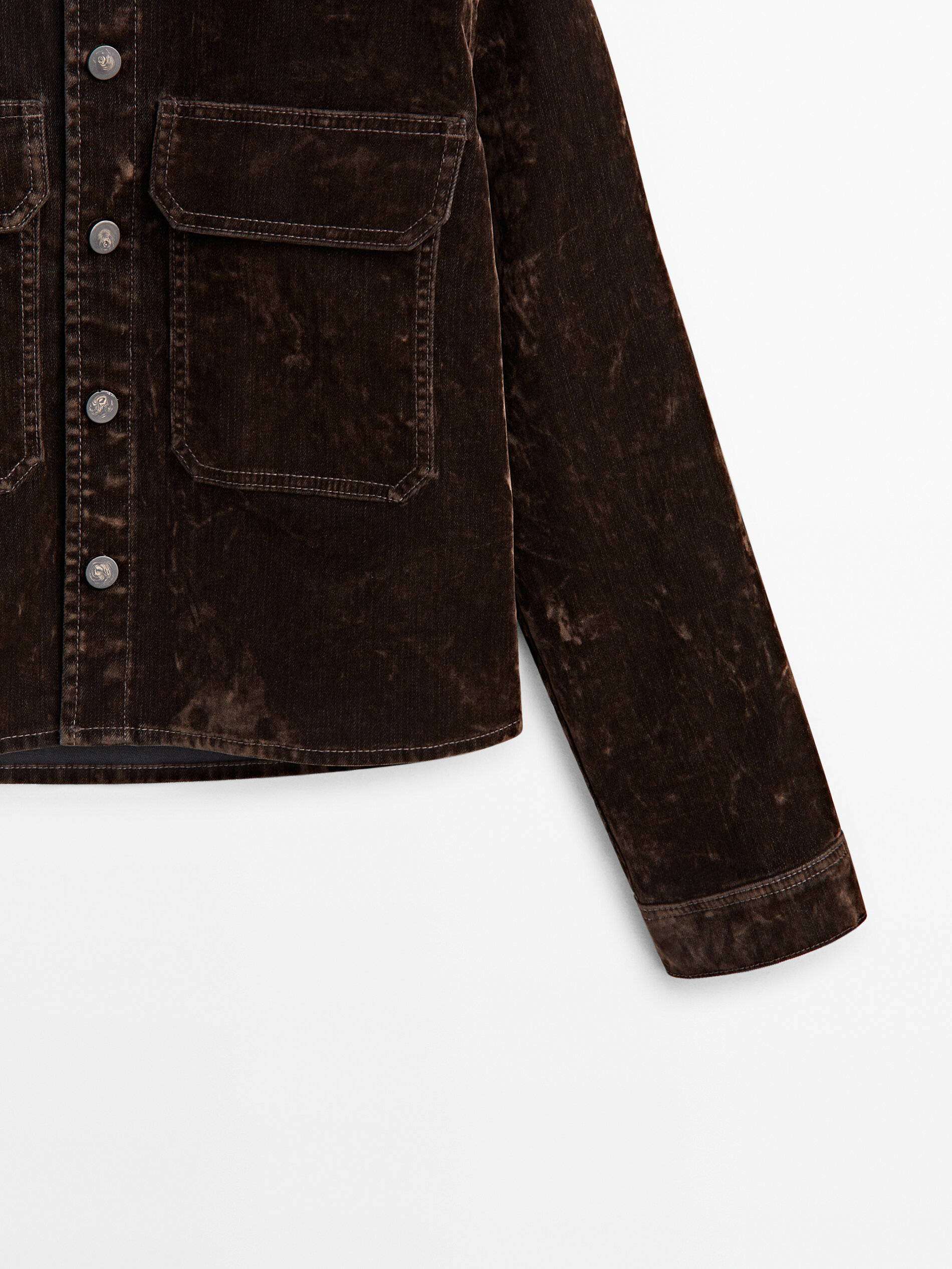 Denim jacket with flocked finish Washed Coats And Jackets