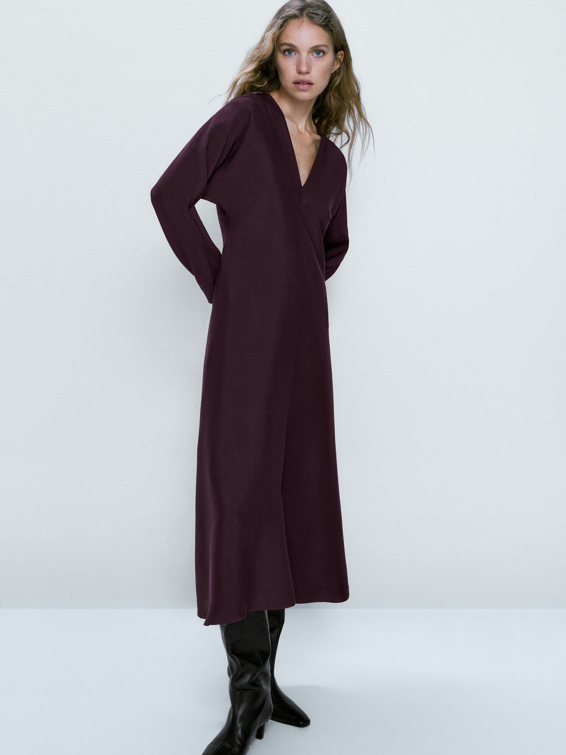 Massimo dutti hot sale burgundy dress