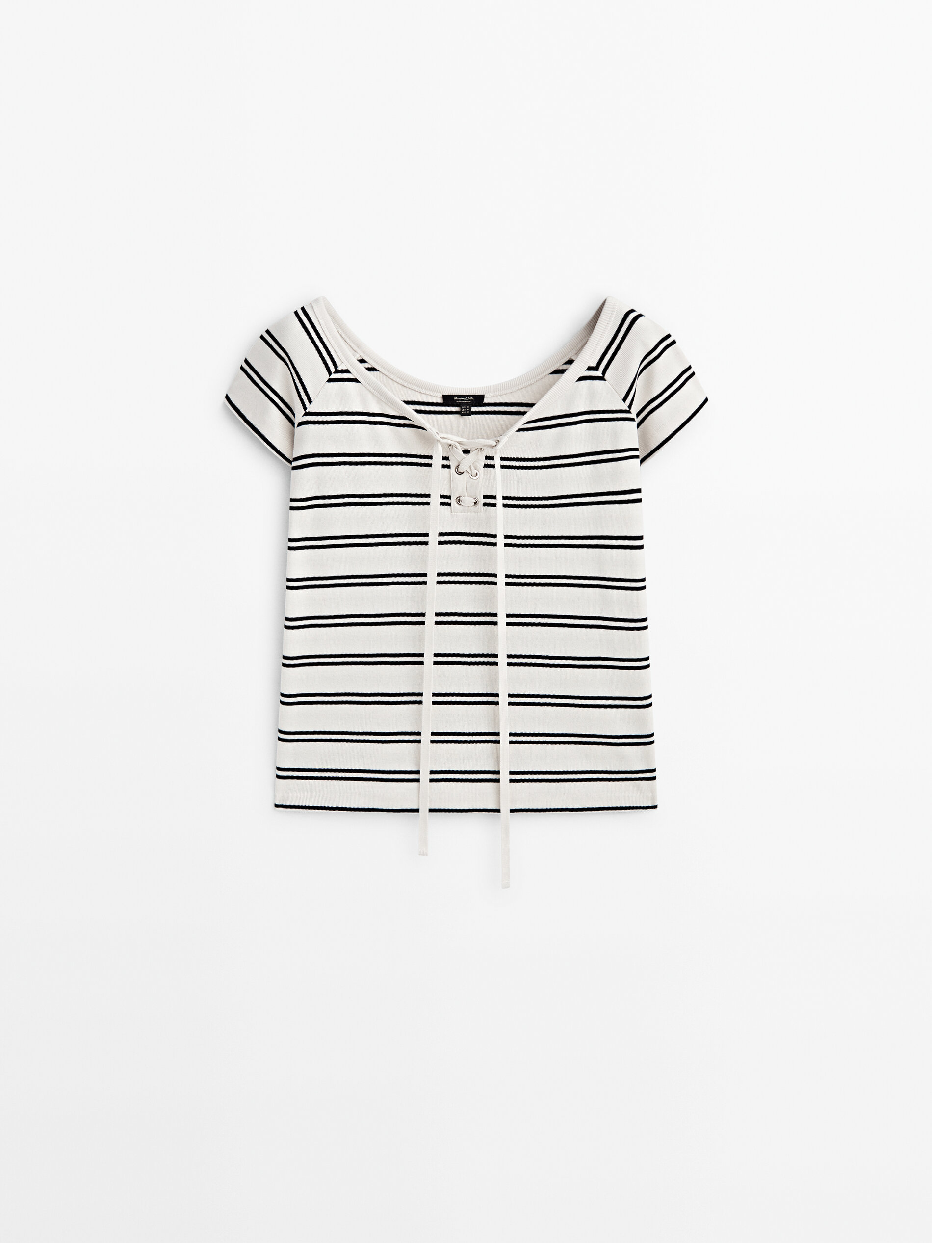 Striped drop shoulder discount crop polo shirt