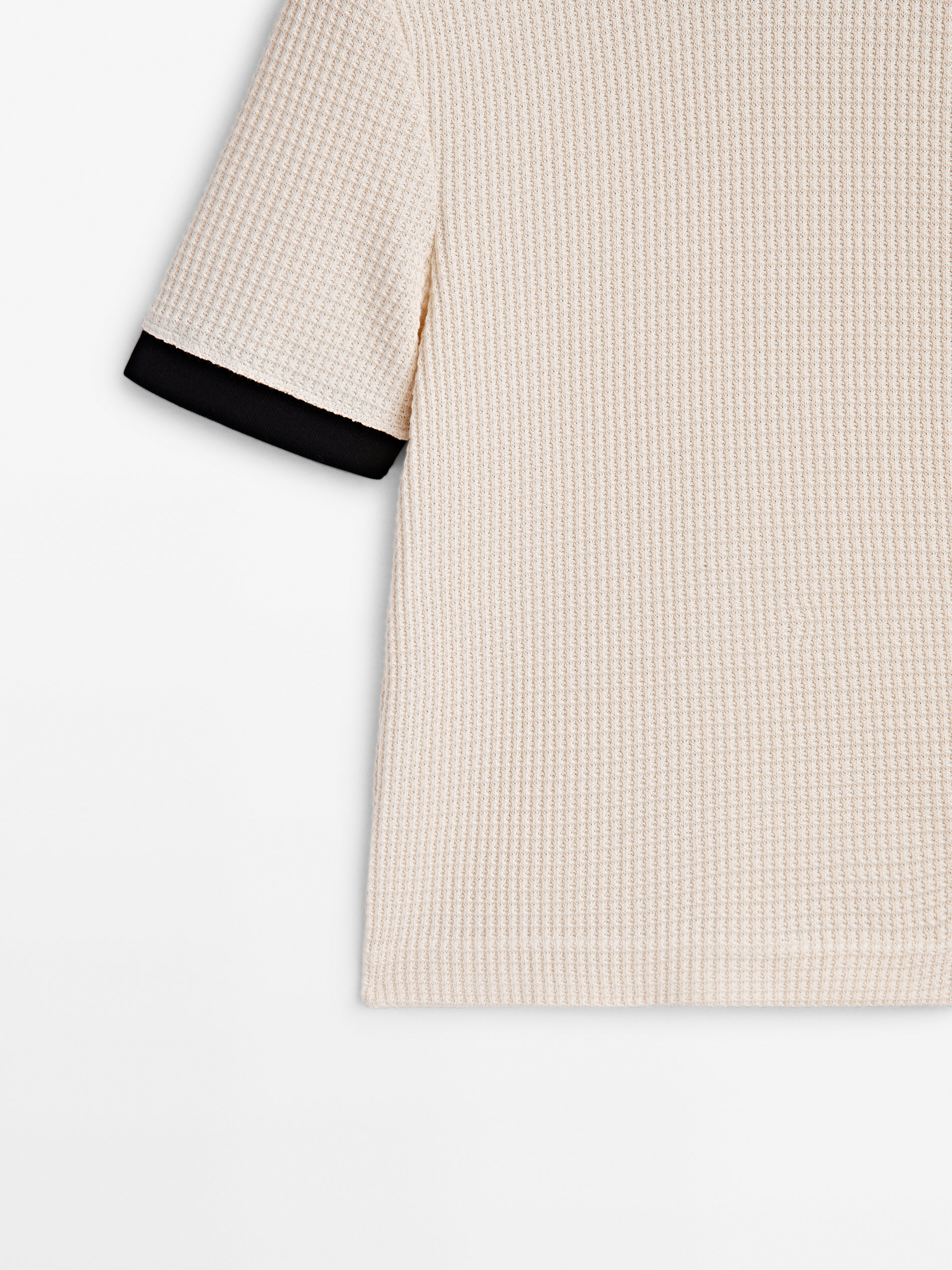 Contrast textured cotton T-shirt