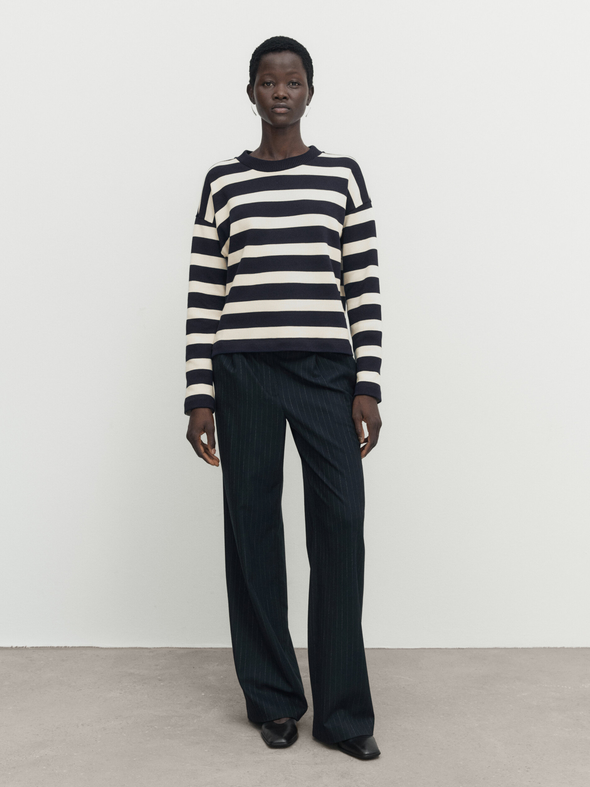 100% cotton striped sweatshirt - Massimo Dutti
