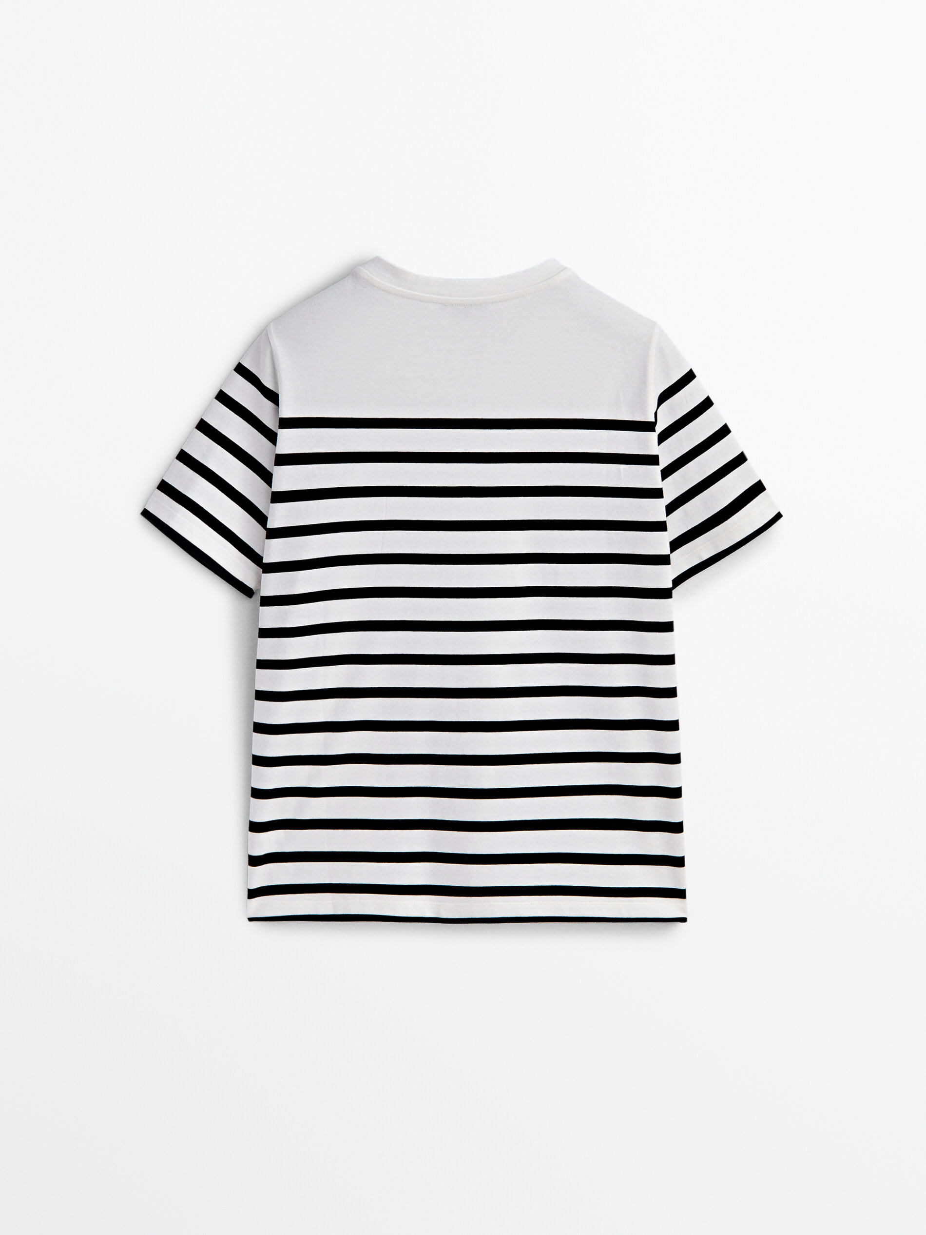 Striped cotton T-shirt with shoulder buttons · Cream · T-shirts
