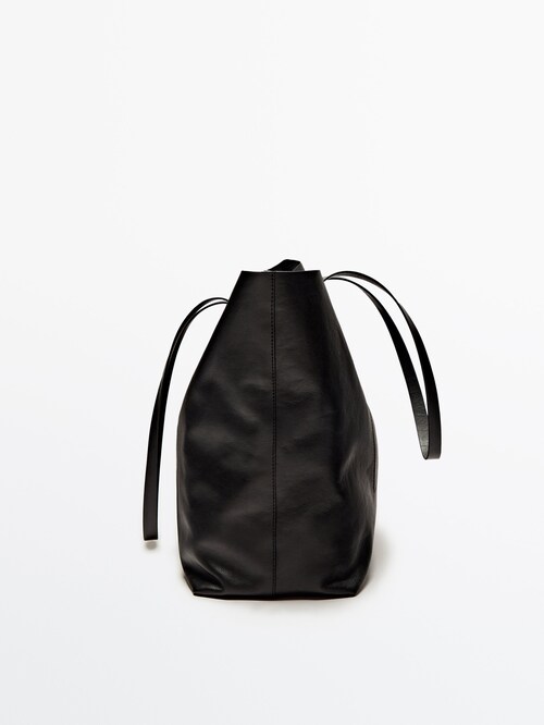 Nappa leather tote bag · Black, Mole Brown, Brown, Leather, Burgundy, Blue  · Accessories