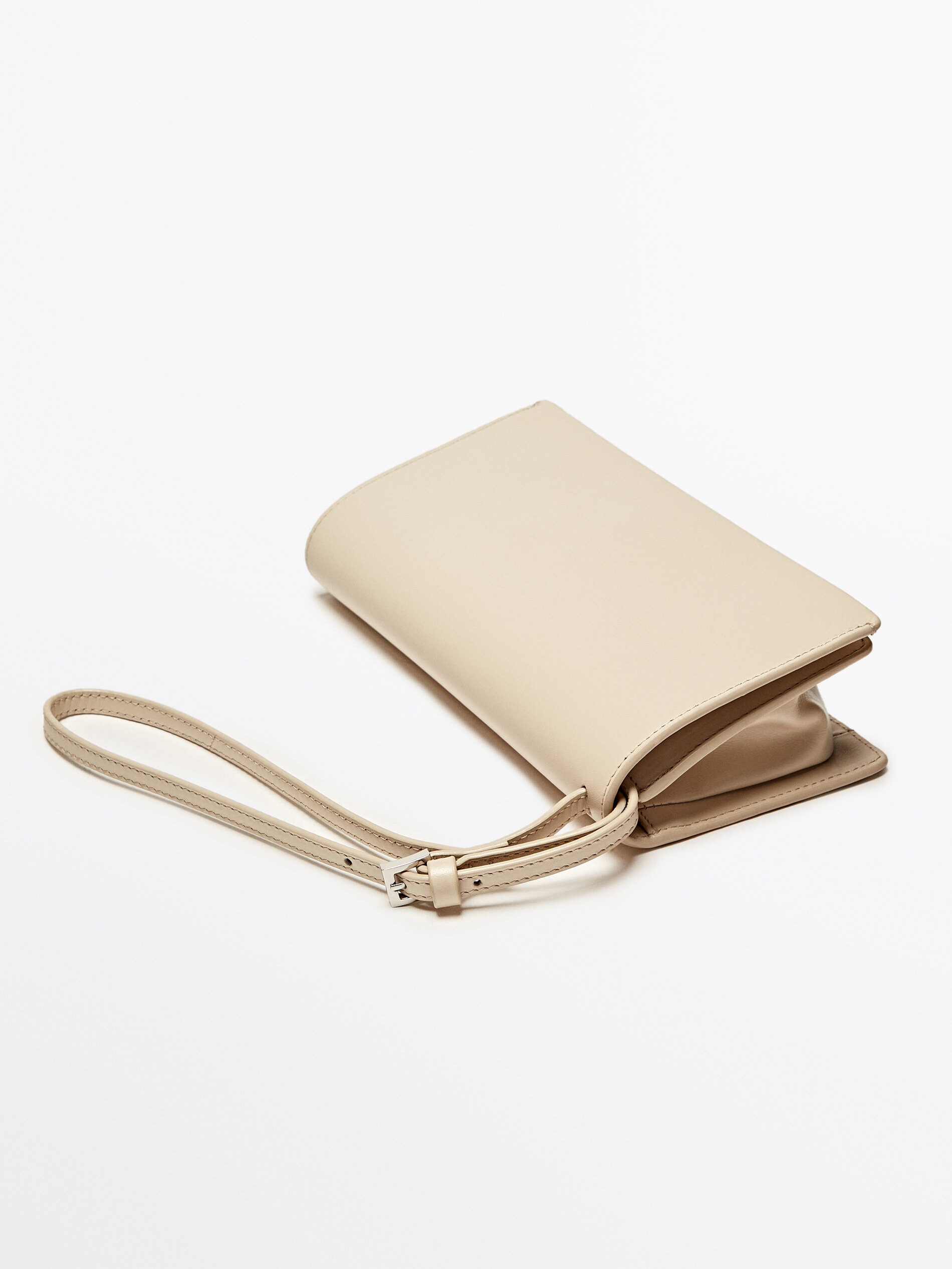 Nappa leather clutch bag with handle White Black Accessories