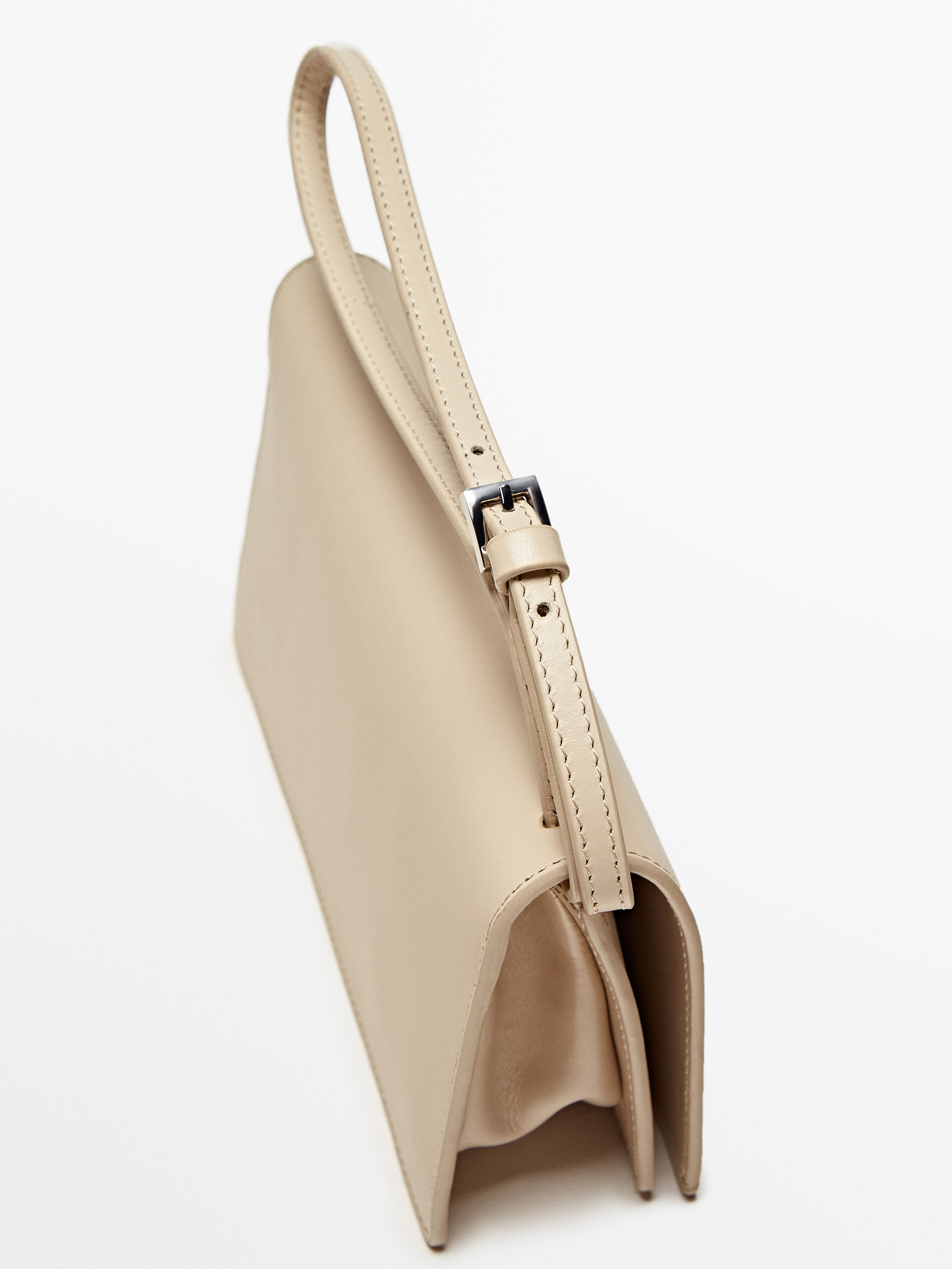 Nappa leather clutch bag with handle White Black Accessories