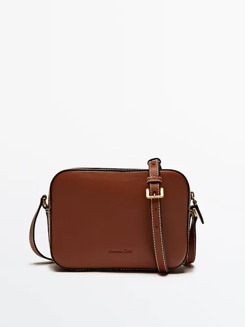 Nappa leather shoulder bag with double handle - Massimo Dutti