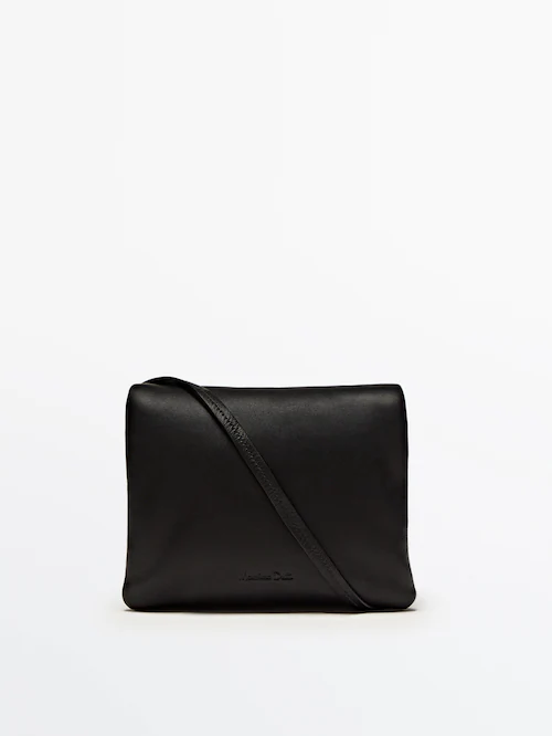 Padded nappa leather mini crossbody bag · Black, White · Accessories