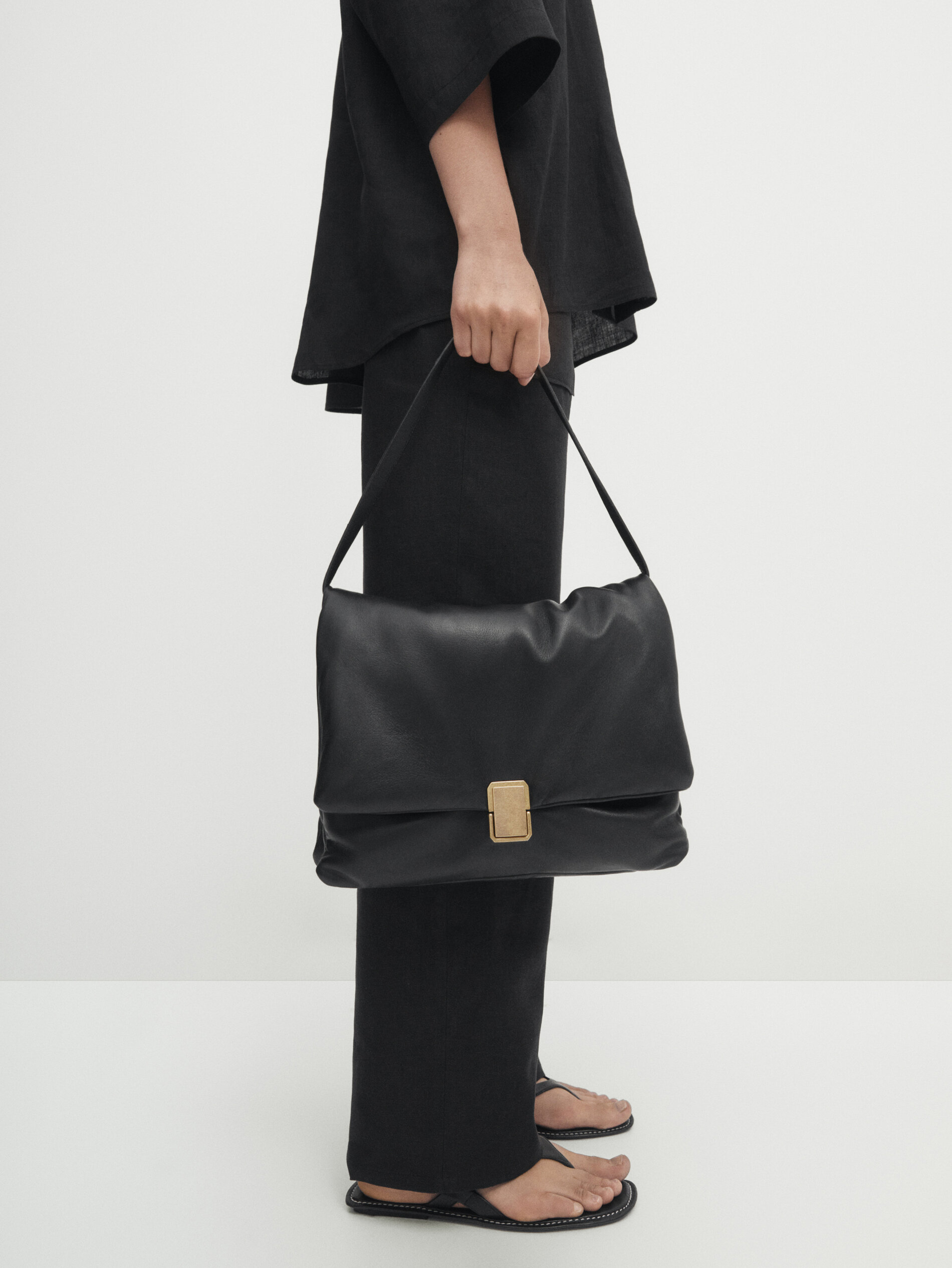 Padded nappa leather maxi shoulder bag Black Accessories