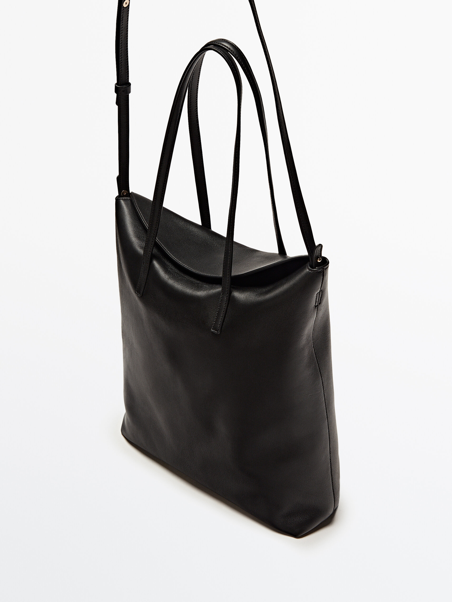 Nappa leather tote bag with multi-way strap