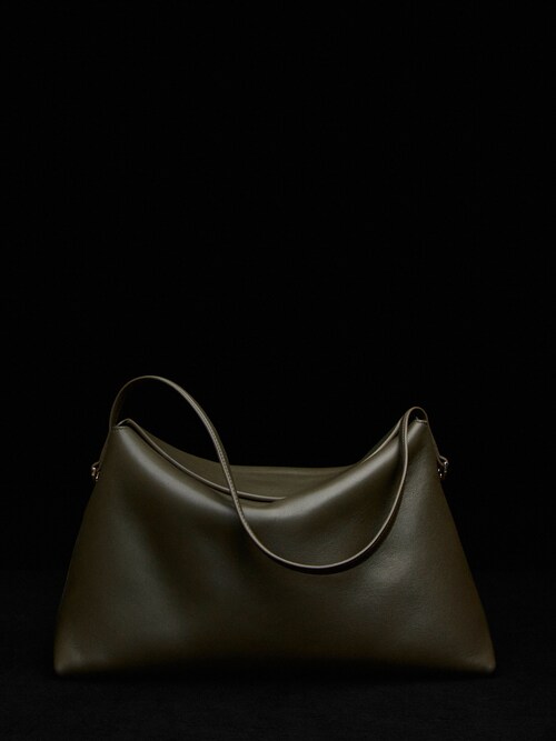 Nappa leather tote bag with multi-way strap · Black, Khaki · Accessories