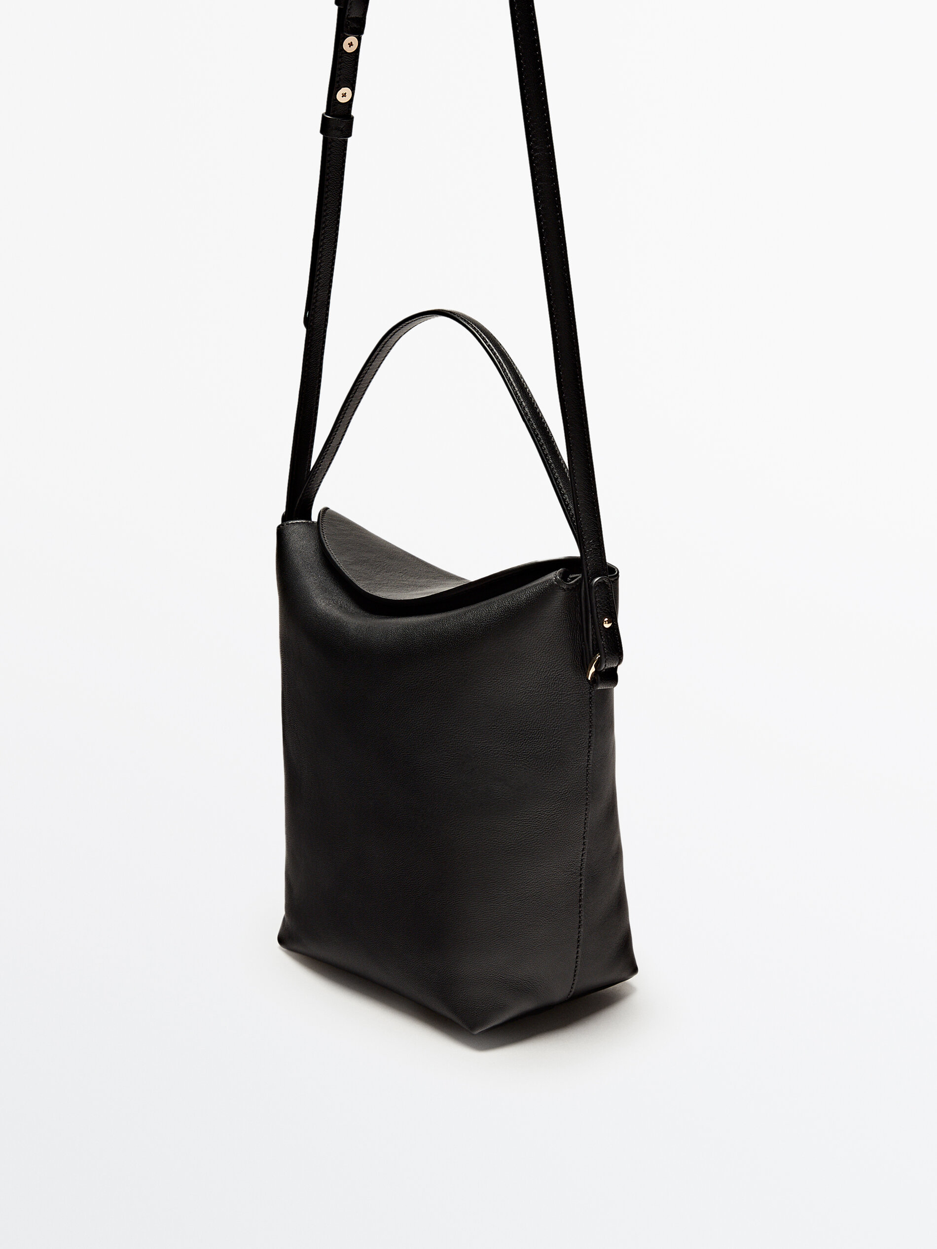 Nappa leather crossbody box bag Black Accessories Massimo Dutti