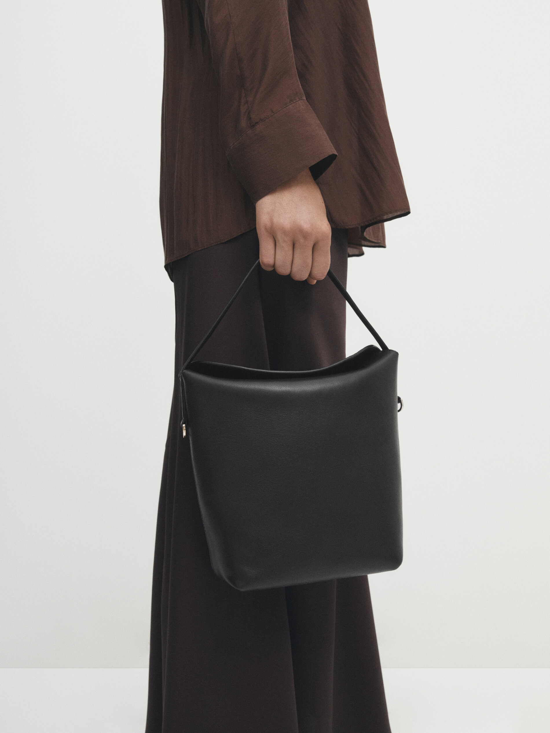 Nappa leather crossbody box bag Black Accessories Massimo Dutti