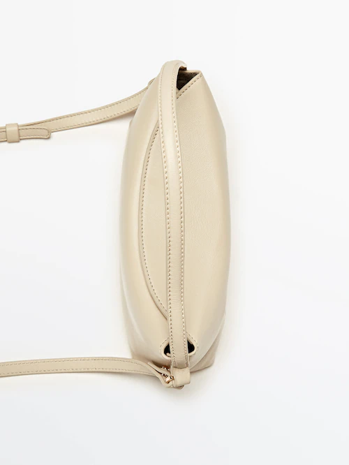 STRATO shoulder bag in taupe lamb nappa leather
