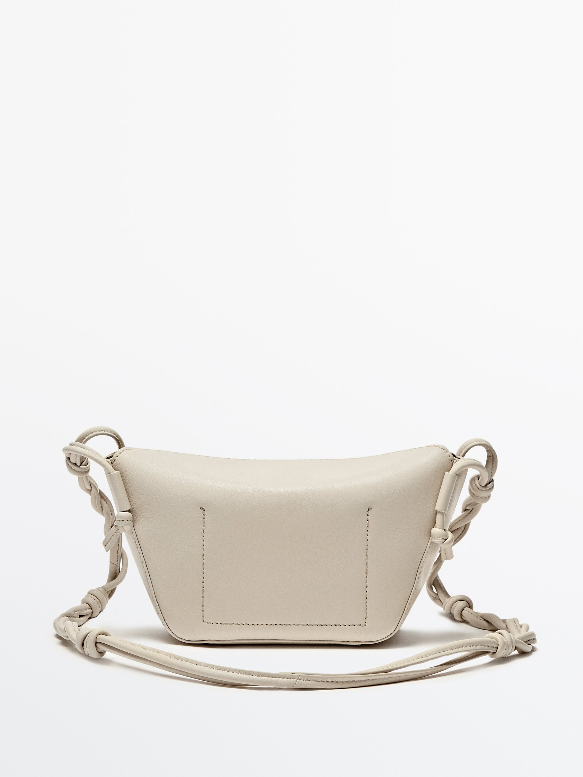 Leather crossbody bag with woven strap White Black Leather