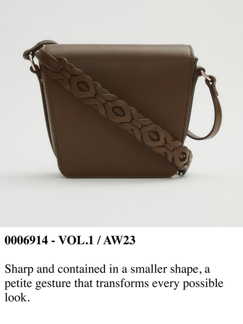 Leather crossbody bag with interwoven strap · Khaki, Black, Leather ·  Accessories