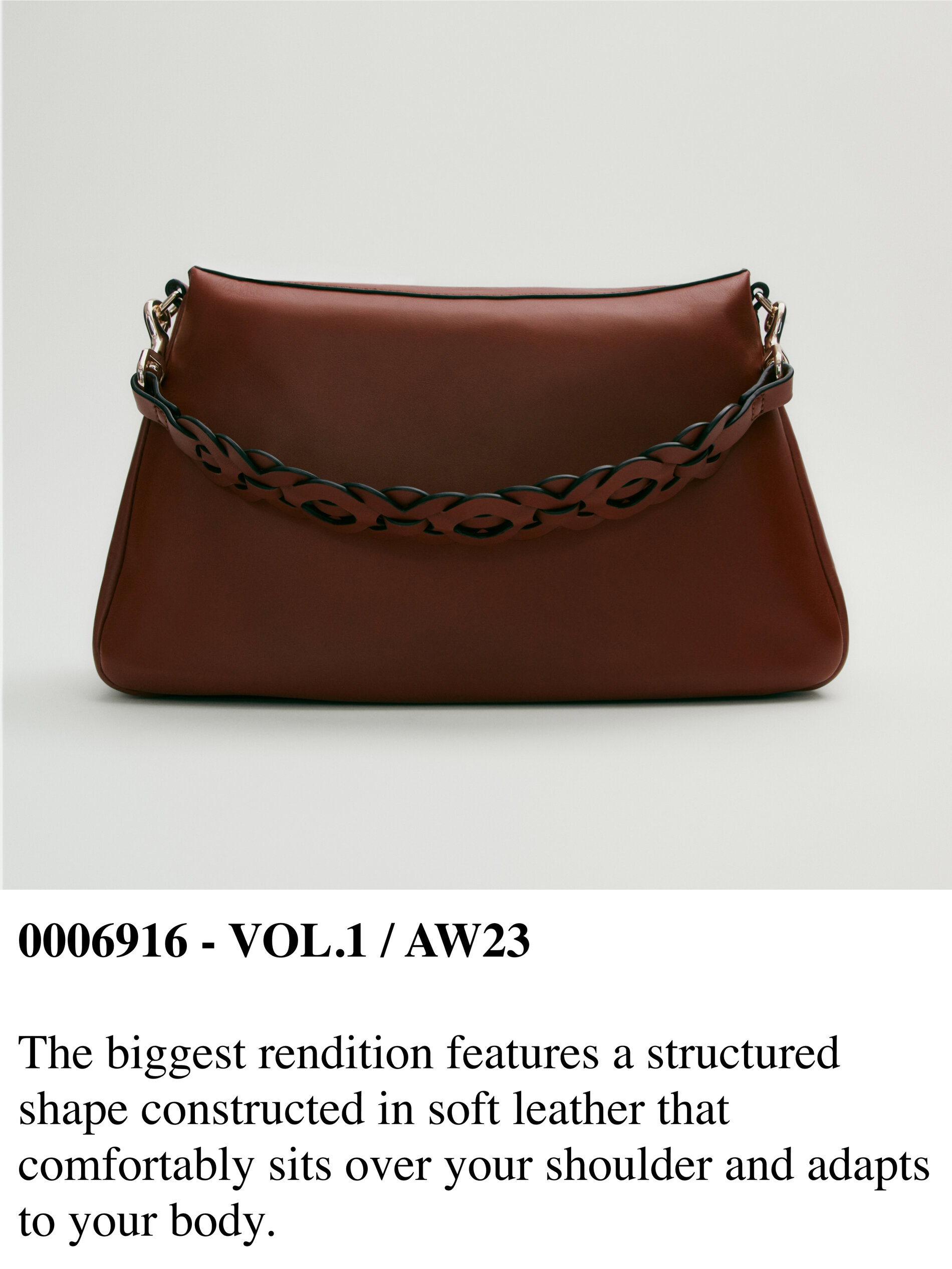 Leather shoulder bag with interwoven strap