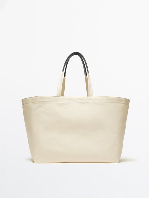 Maxi canvas shopper bag - Massimo Dutti