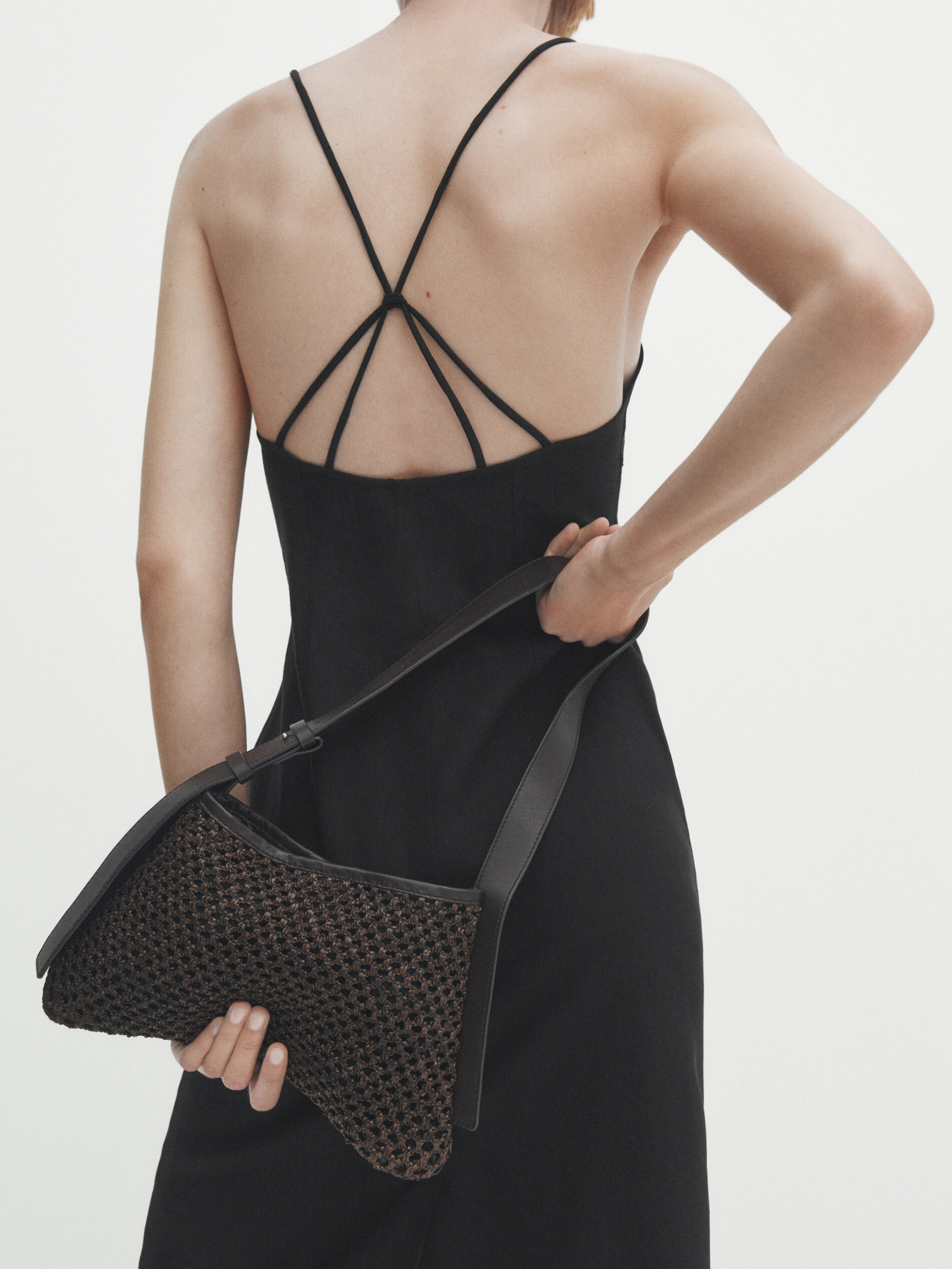 Mesh top shoulder bag
