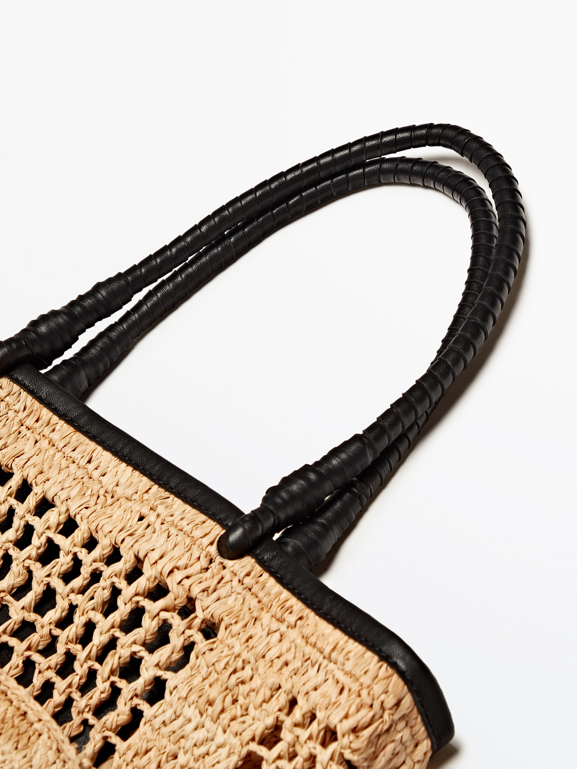Open knit raffia mini tote bag