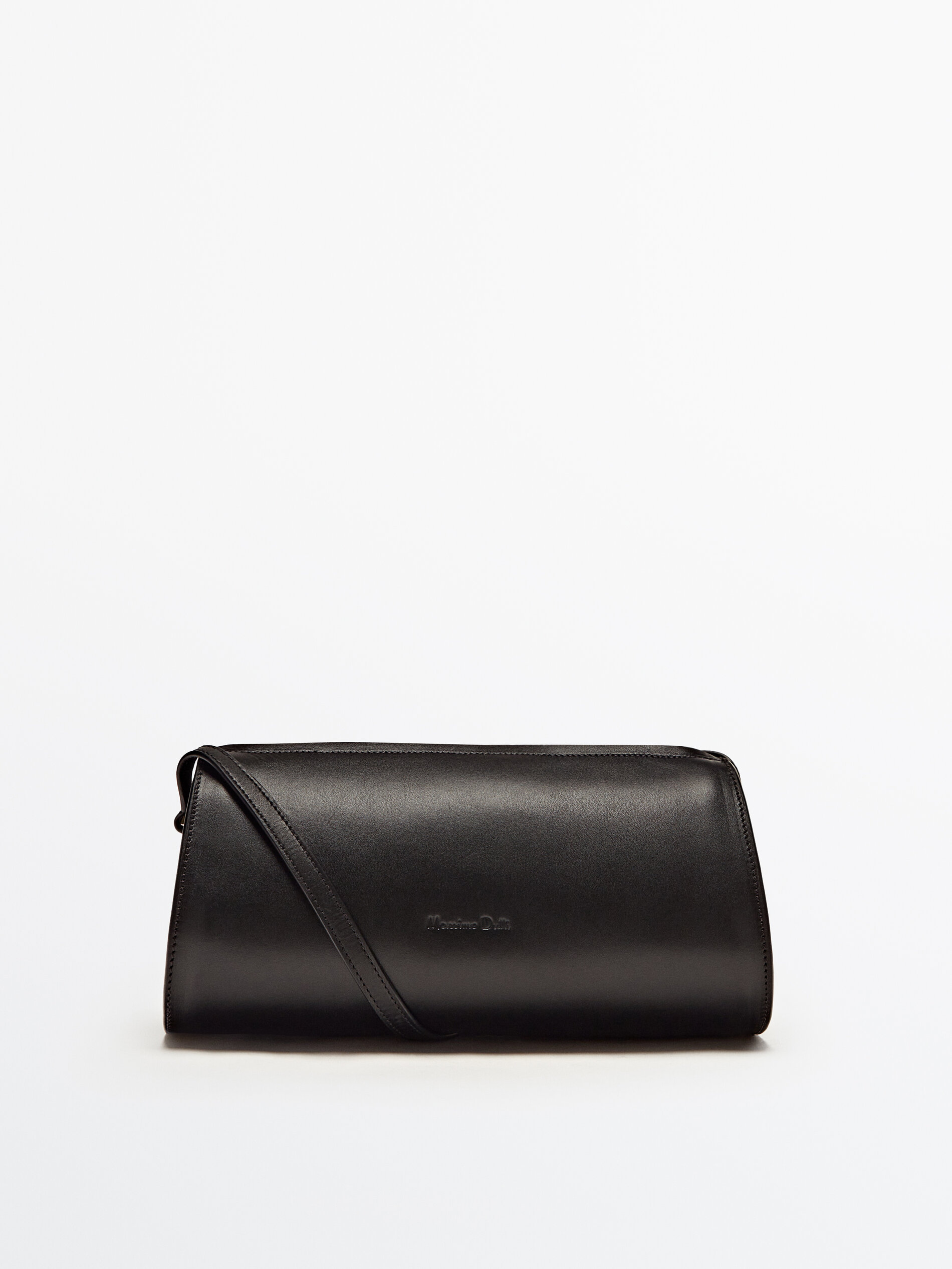 Plain leather cylindrical crossbody bag