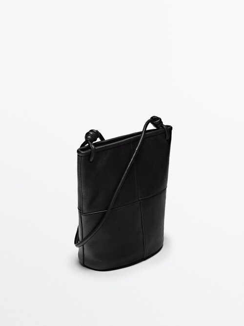 Nappa leather bucket bag with seam details