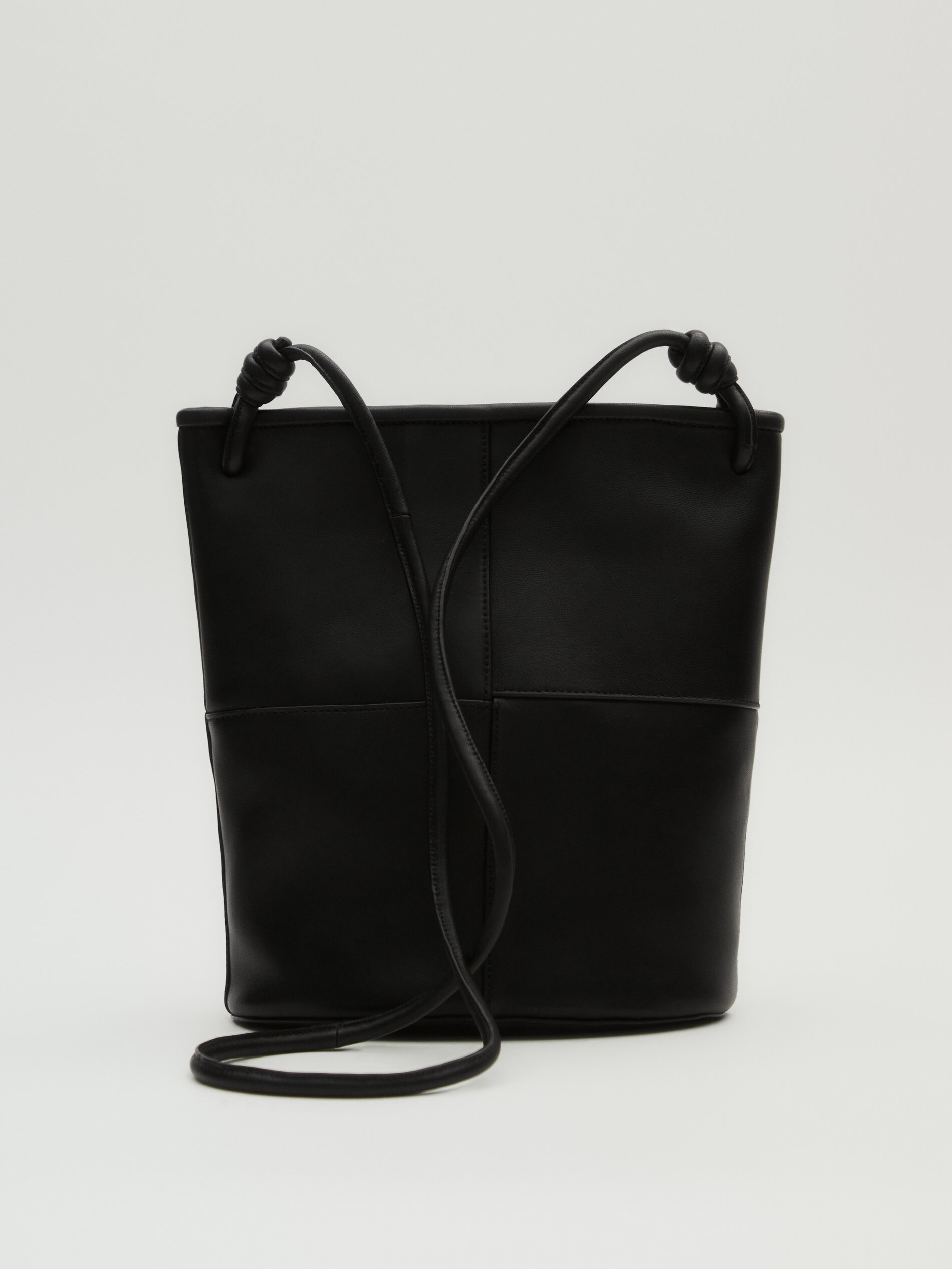 Nappa leather bucket bag with seam details