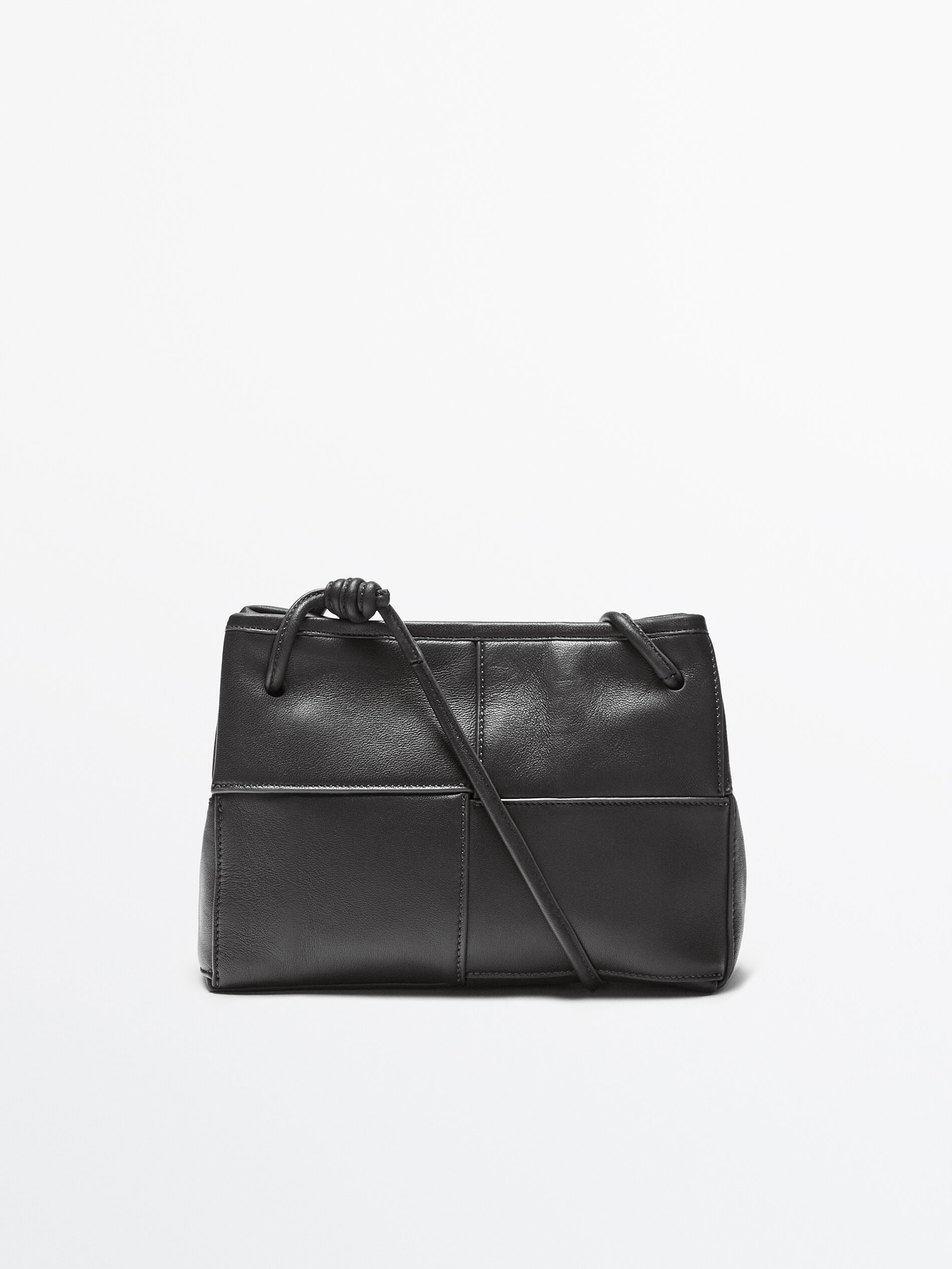 Bolso bandolera piel napa detalle costuras Negro Verde Marr n