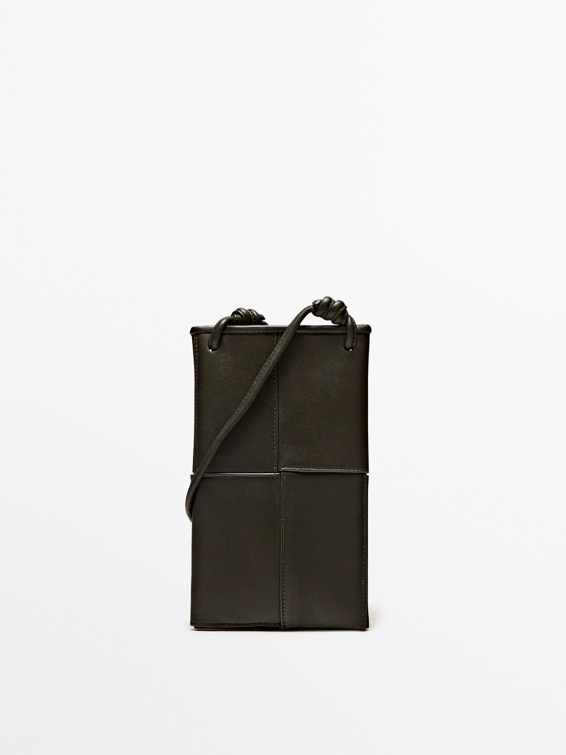 Mini sac bandouli re en cuir nappa avec coutures apparentes