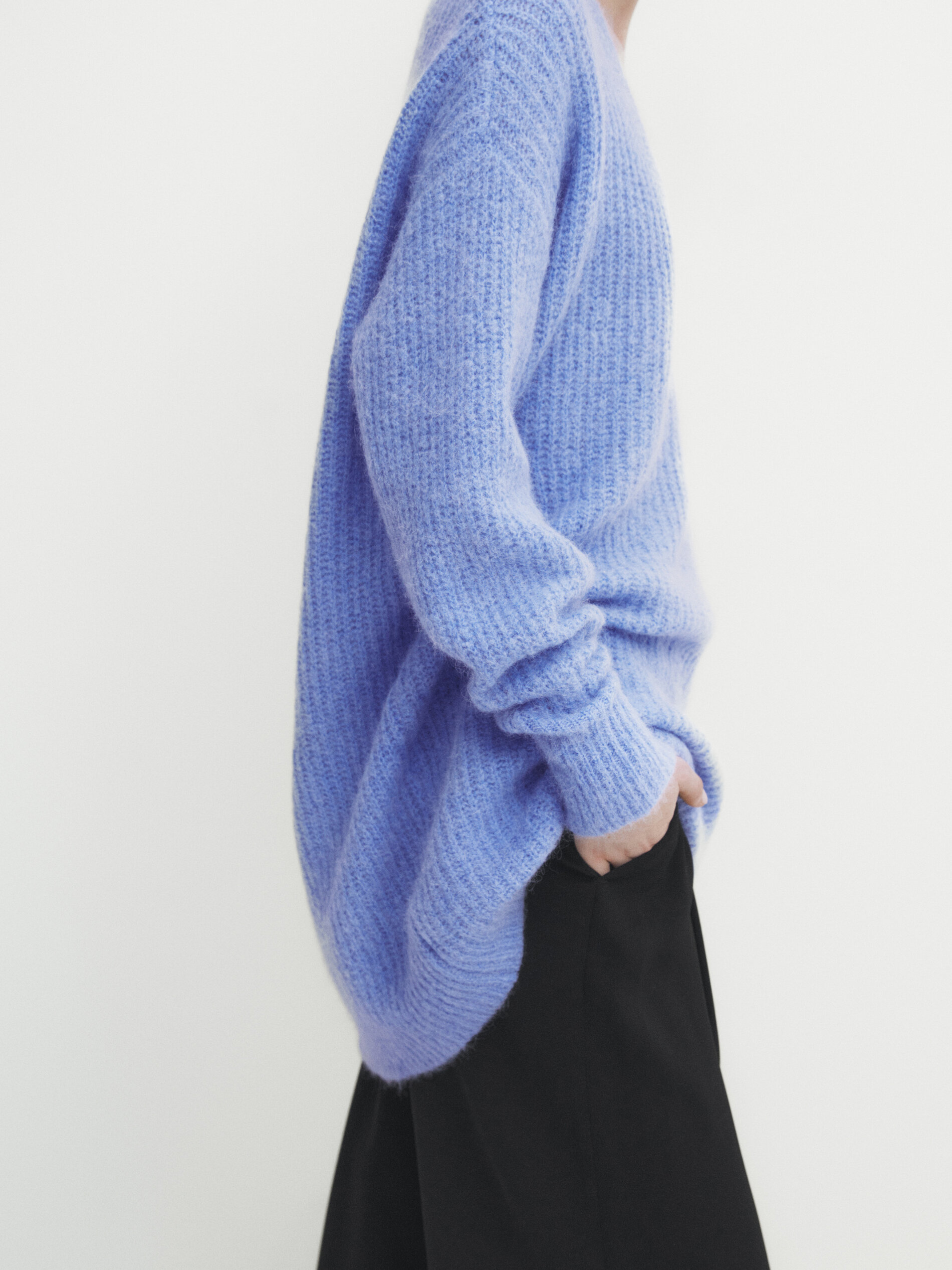 Knit sweater with plunging V neckline Studio