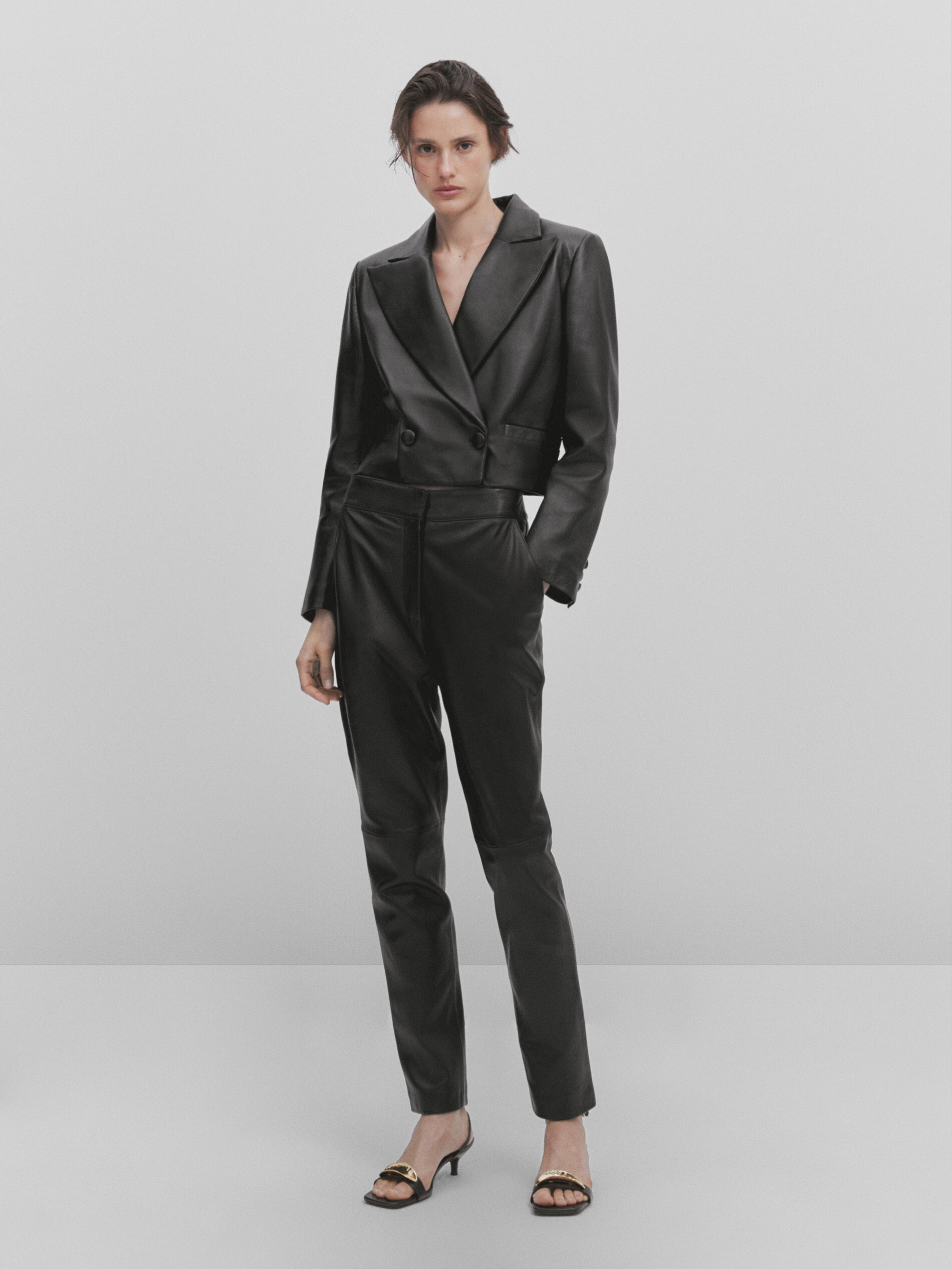Massimo dutti sales leather trousers
