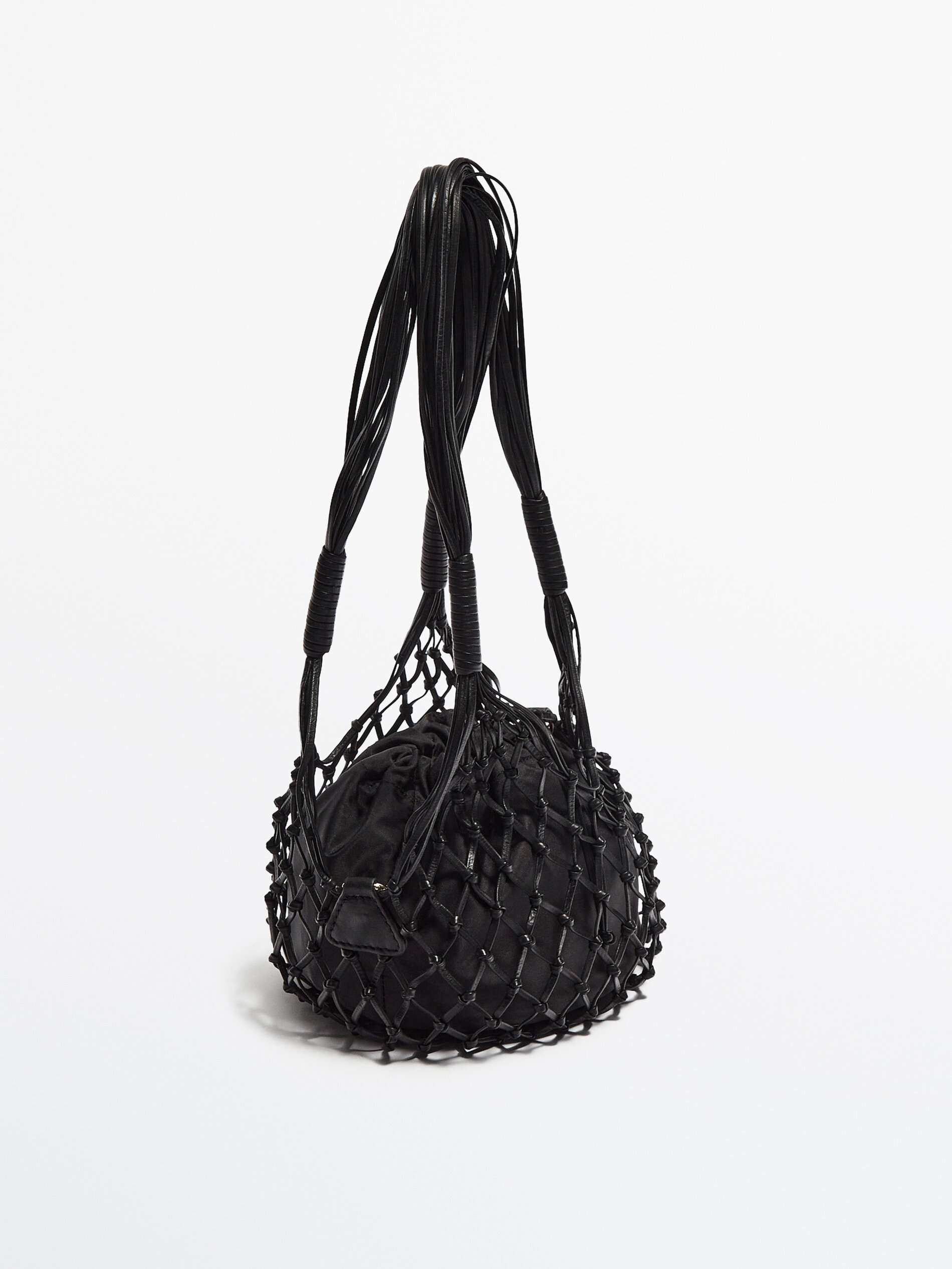 Leather woven bag Studio Black Accessories Massimo Dutti