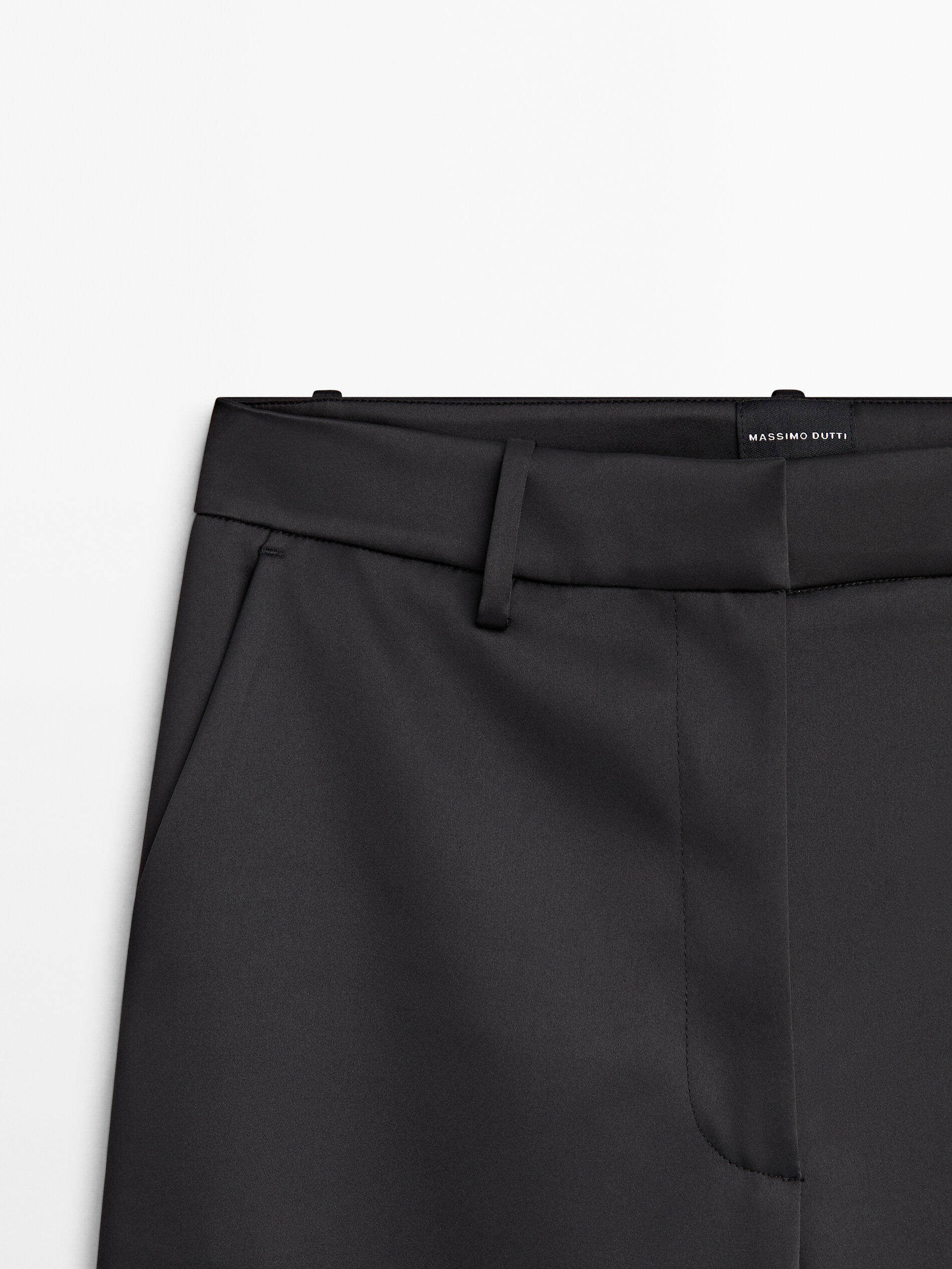 Straight satin trousers Studio Black Dressy Massimo Dutti