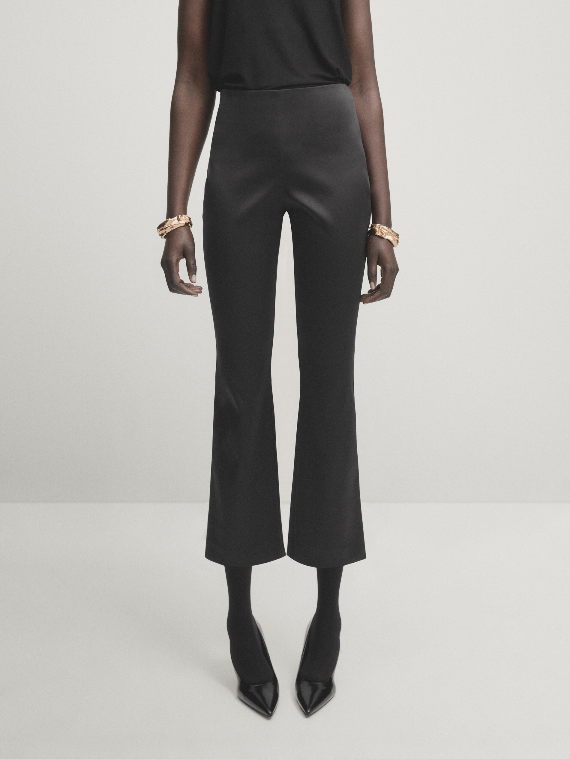 Pantalon flare noir zara hot sale