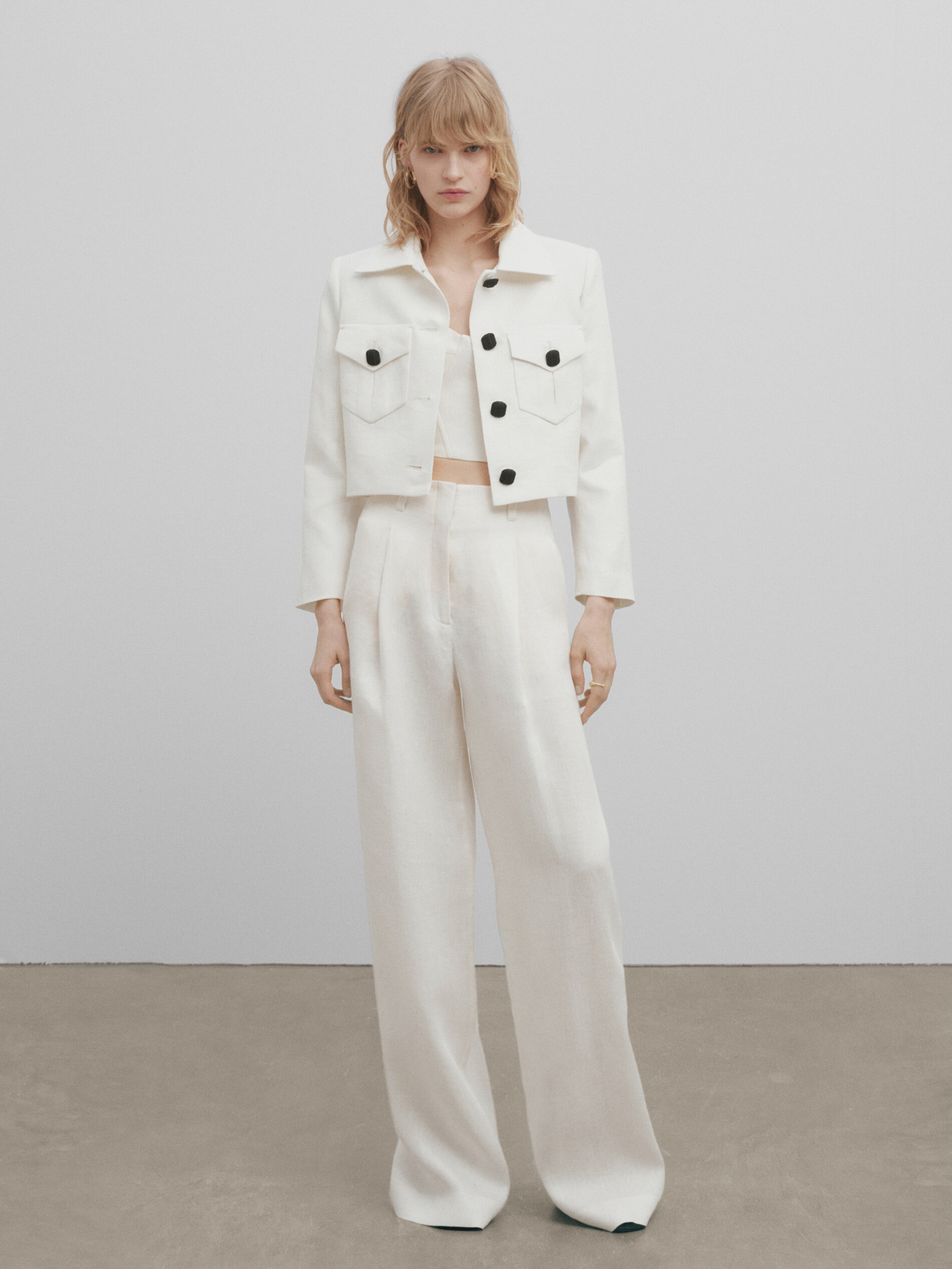 Pantalon blanco massimo dutti discount