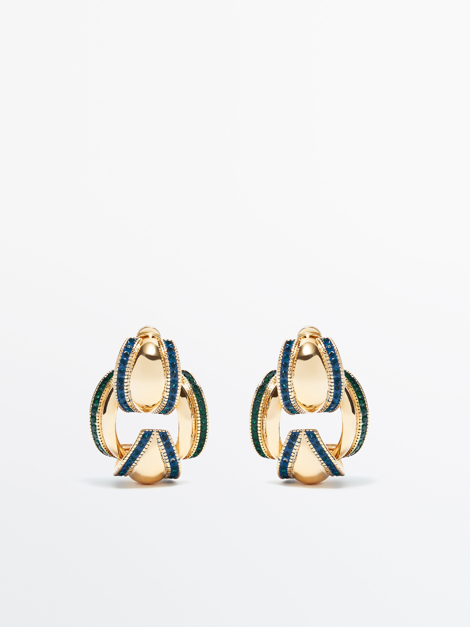 Gold plated double coloured pieces earrings Studio Gold
