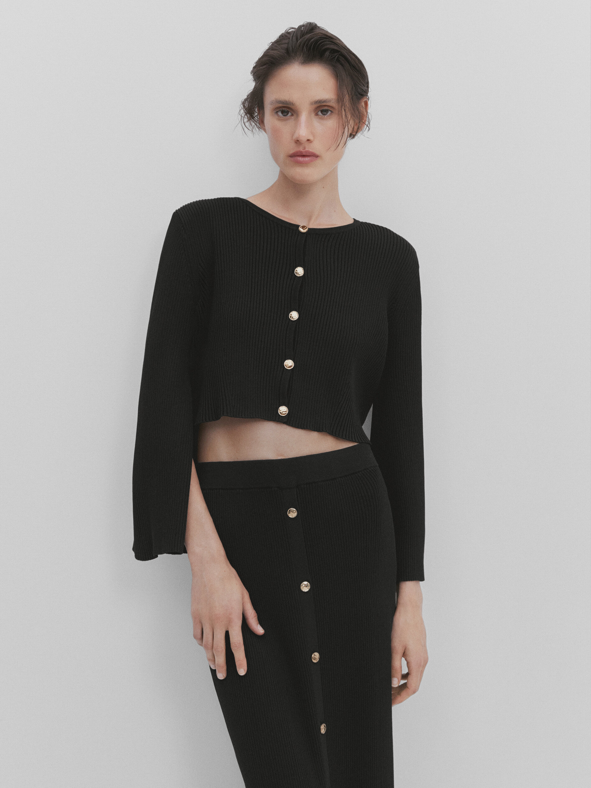 Ribbed open sleeve cardigan Studio