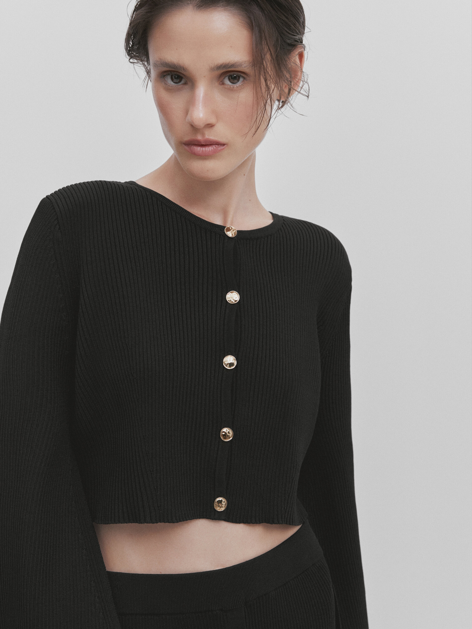 Ribbed open sleeve cardigan Studio