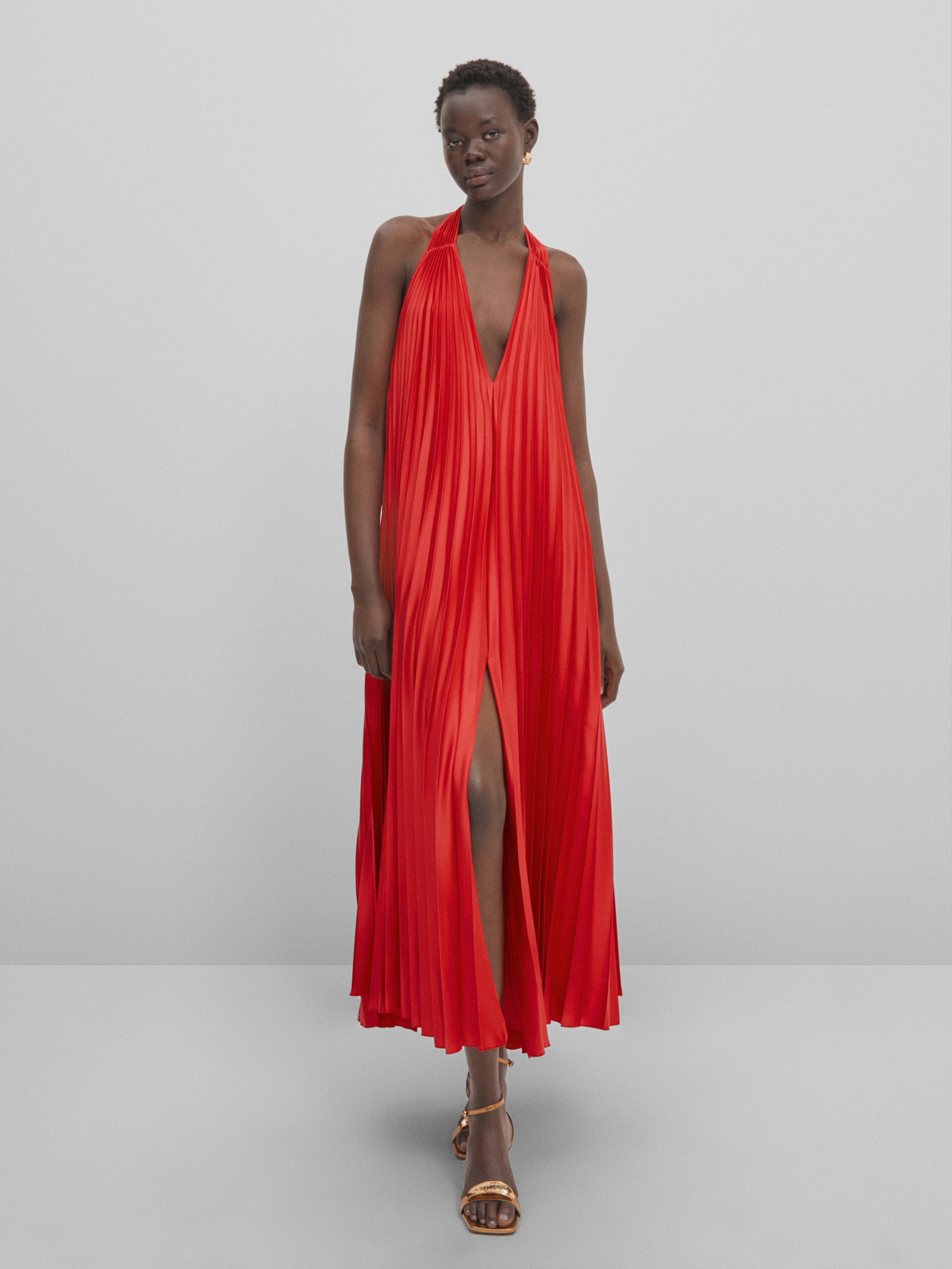 Vestido rojo massimo dutti online
