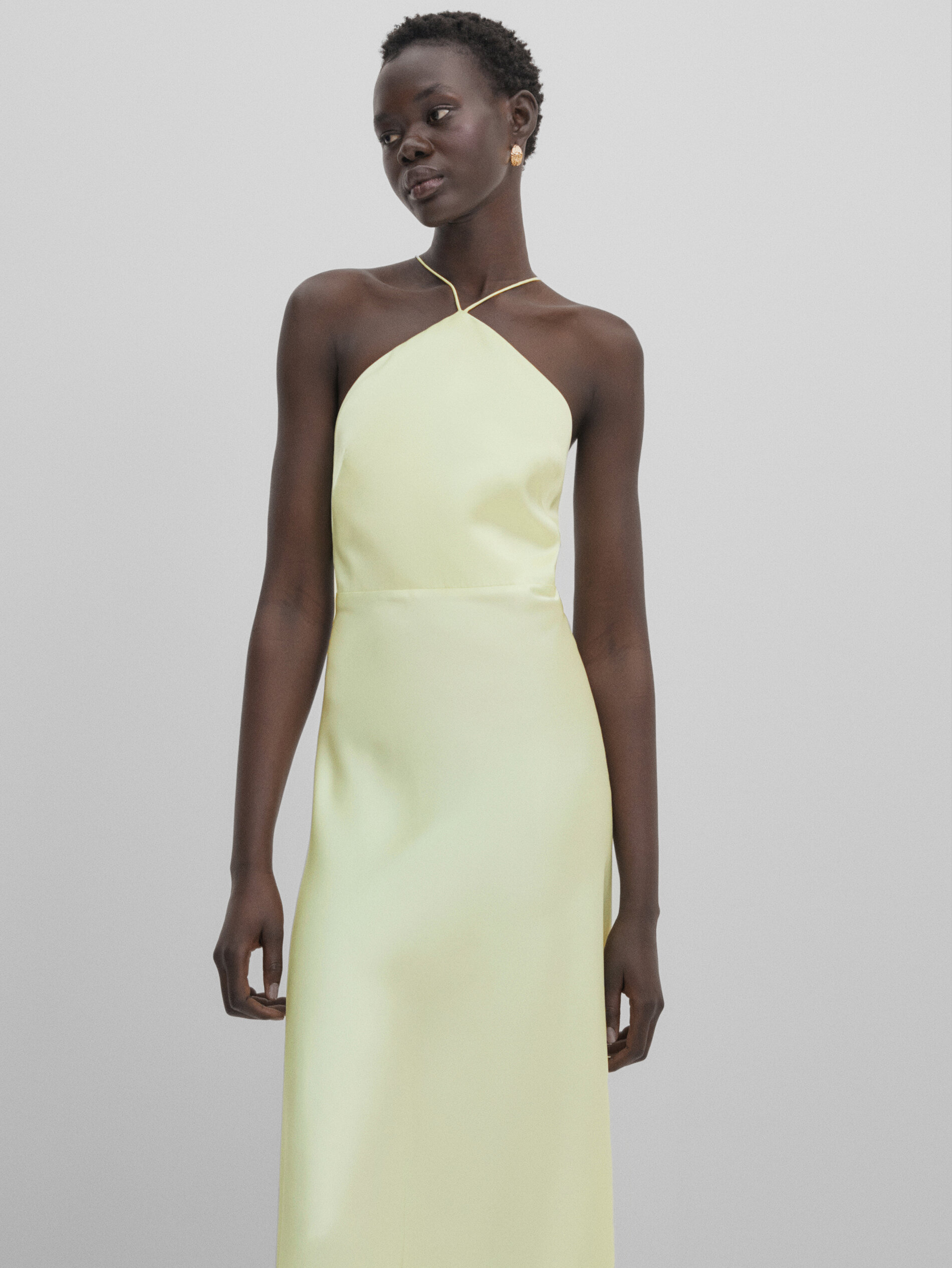 Long satin strappy dress Studio Lime Smart Dresses And