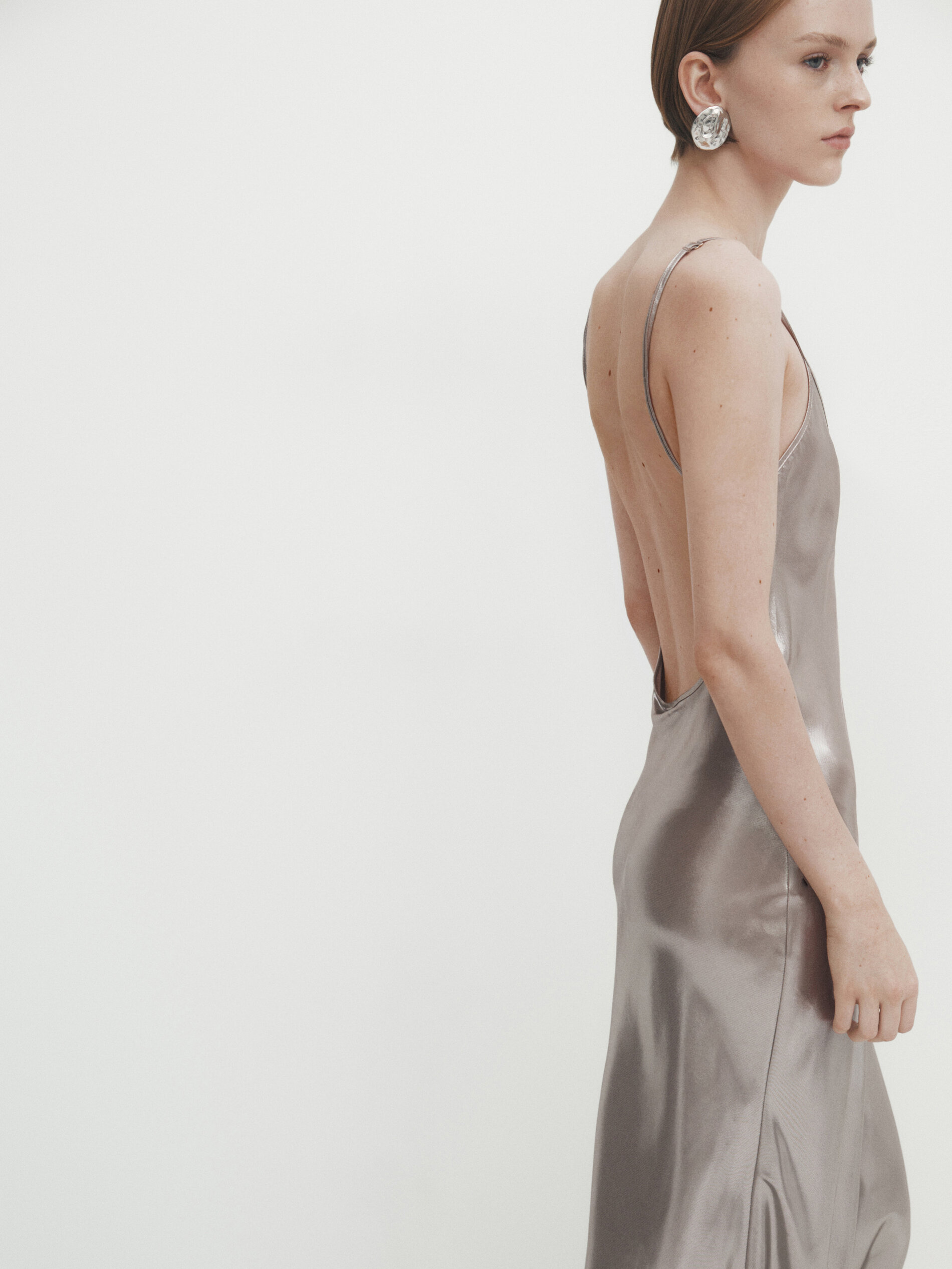 Metallic camisole dress Pearl Grey Smart Dresses And