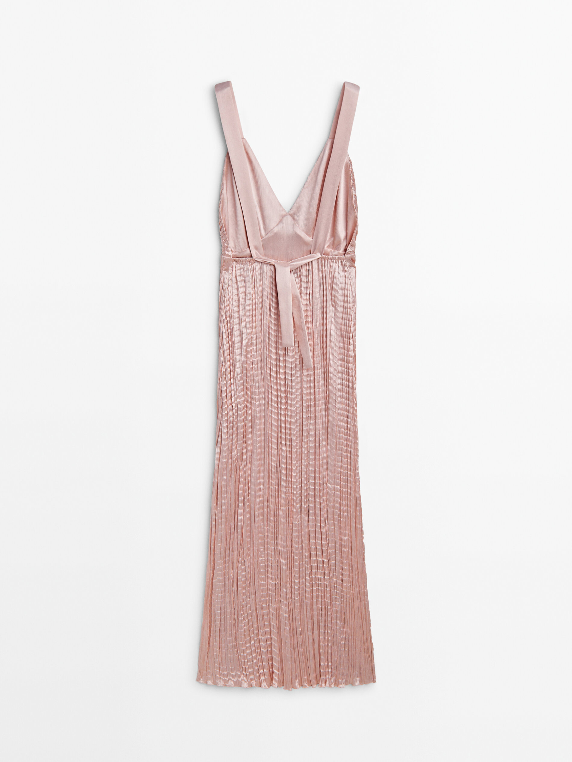 Pleated satin dress with slits Studio Nude Pink Smart