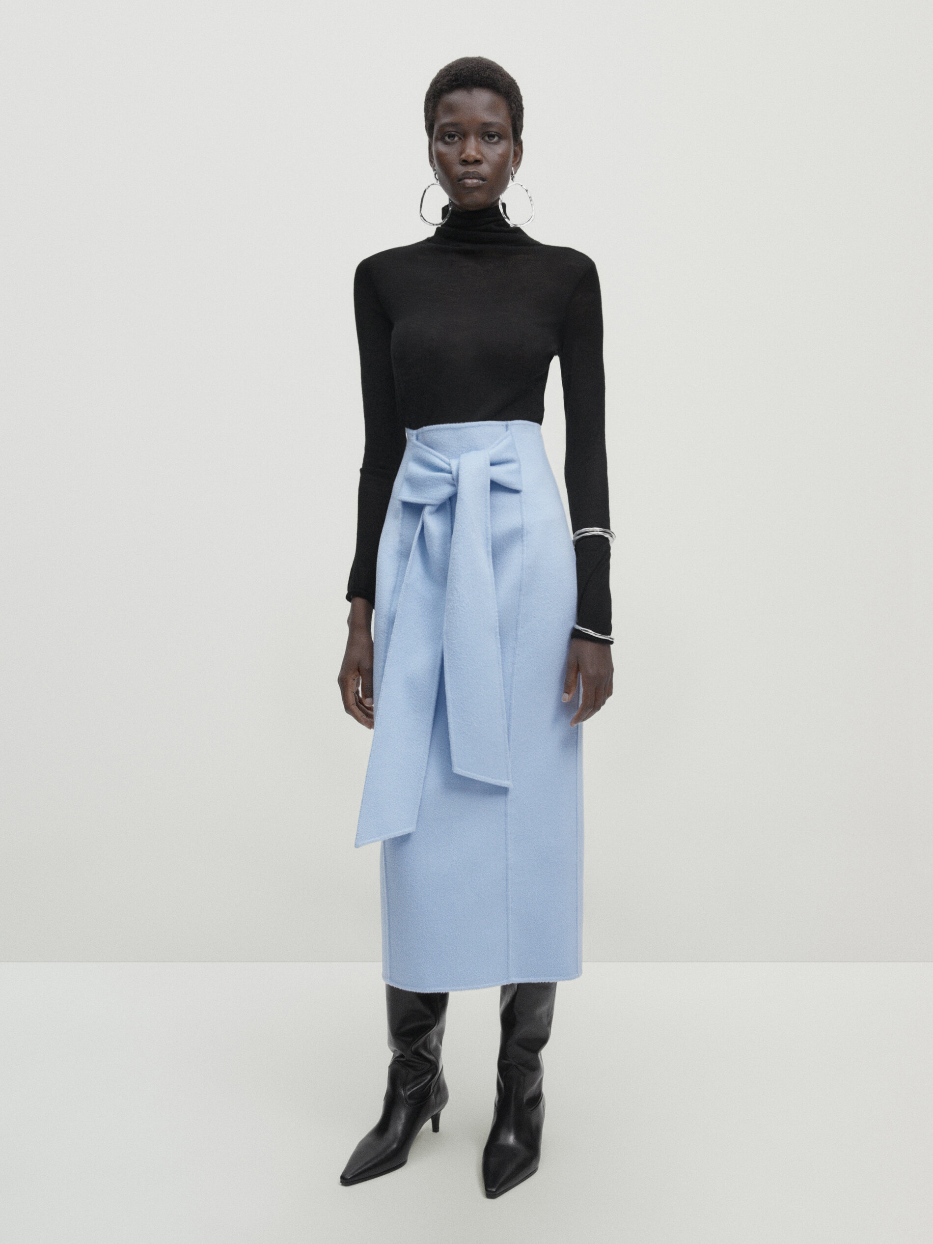Blue long wool skirt new arrivals