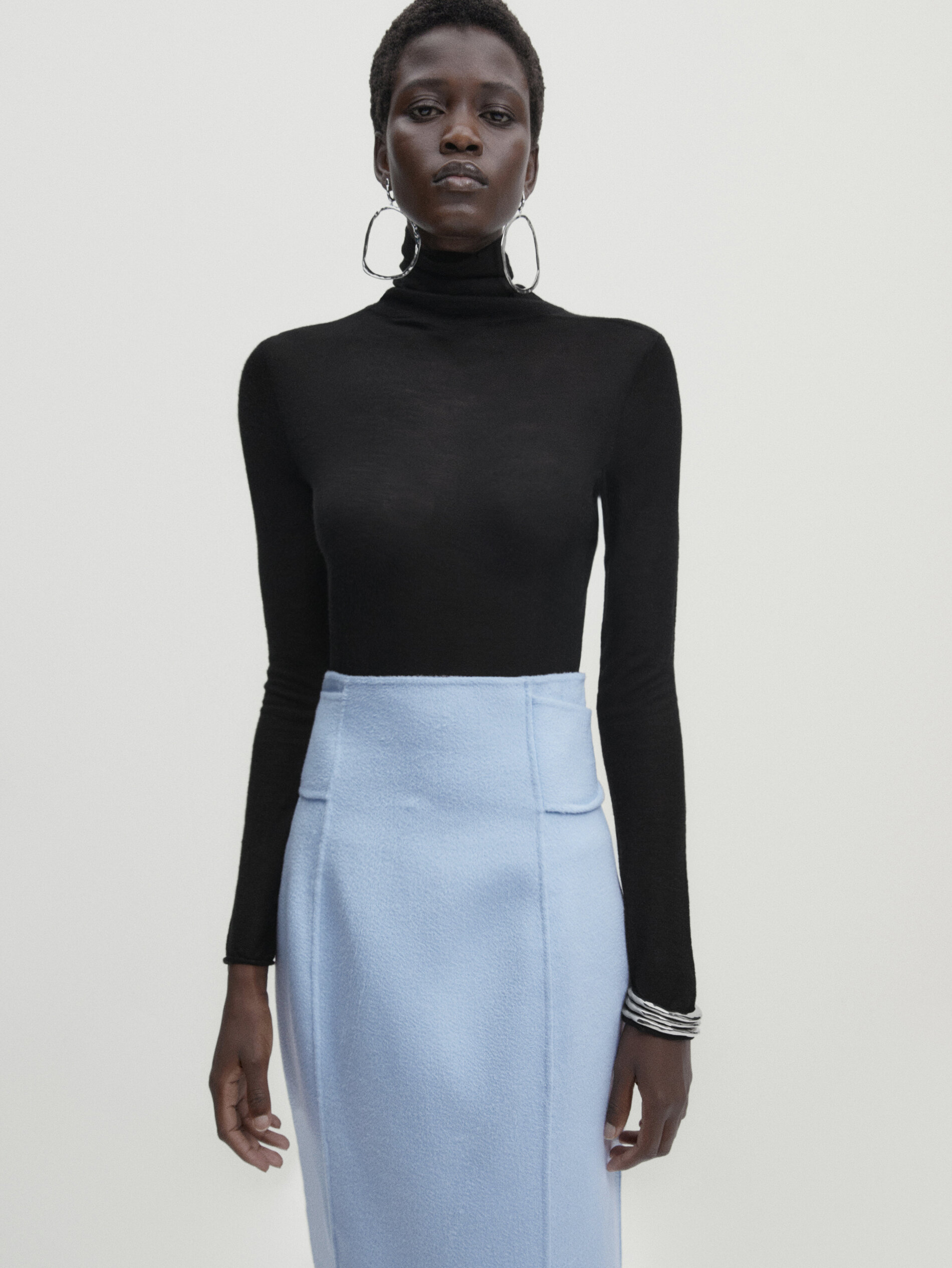 Blue long outlet wool skirt