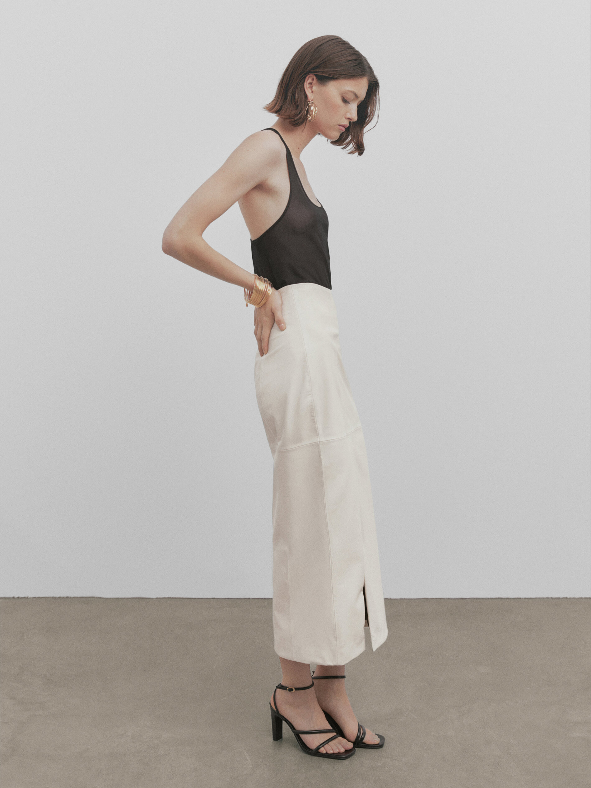 Jupe cuir massimo dutti clearance