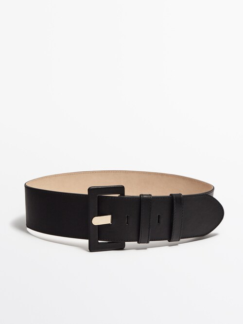 Nappa Leather Belt With A Lined Buckle - Studio - Black - M / 85cm - Massimo Dutti - Women