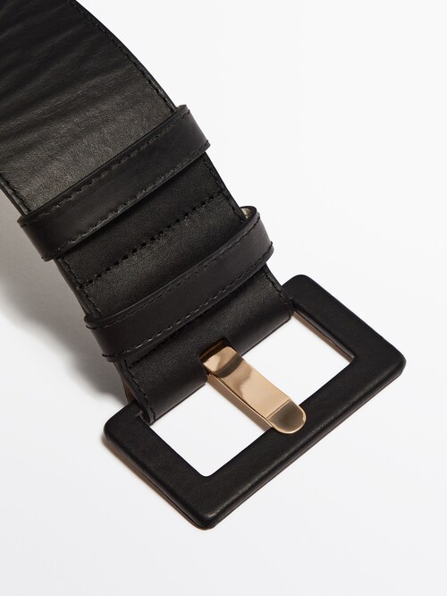 Nappa Leather Belt With A Lined Buckle - Studio - Black - M / 85cm - Massimo Dutti - Women