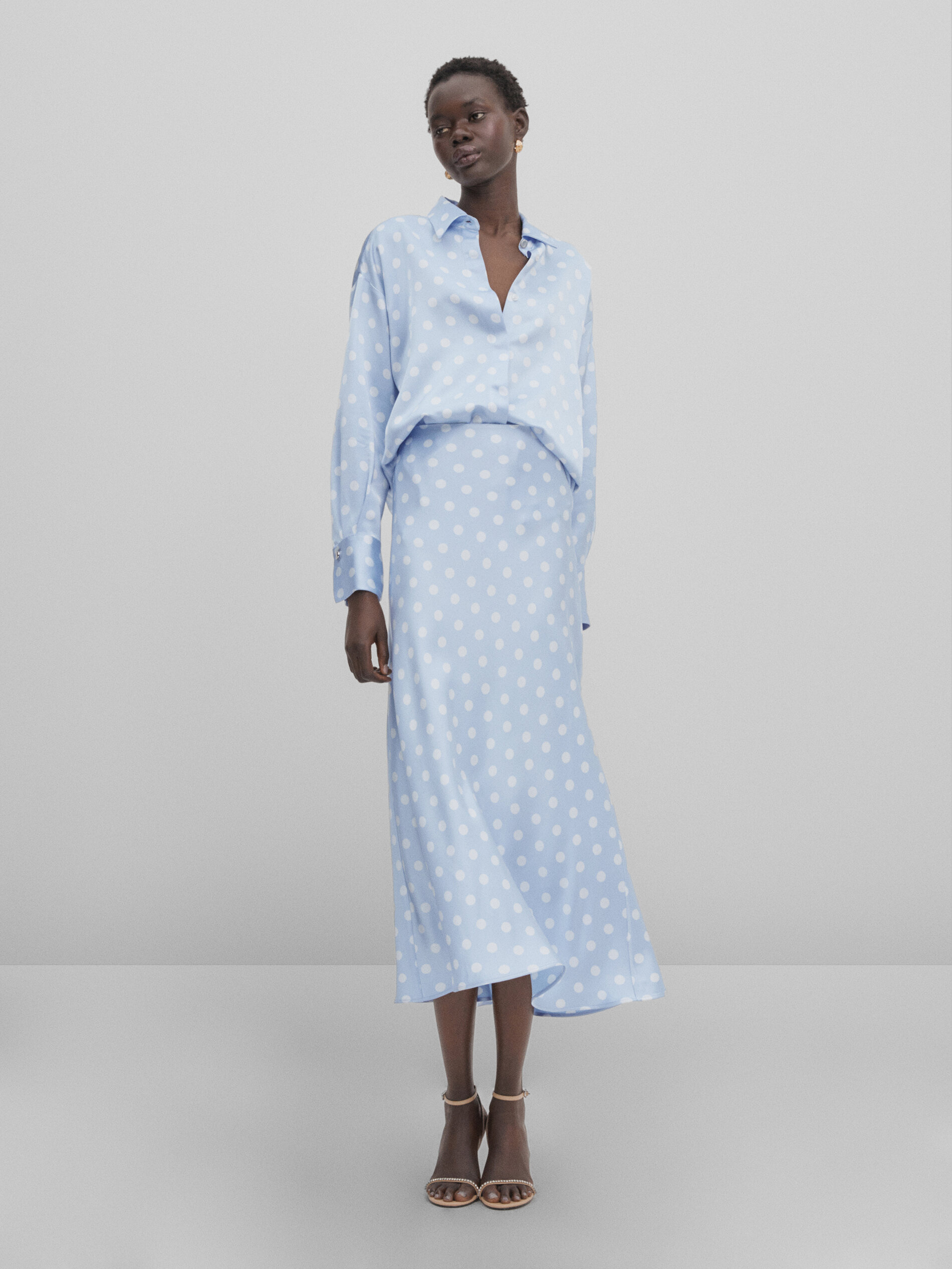 Polka dot print skirt Studio Sky Blue Smart Skirts