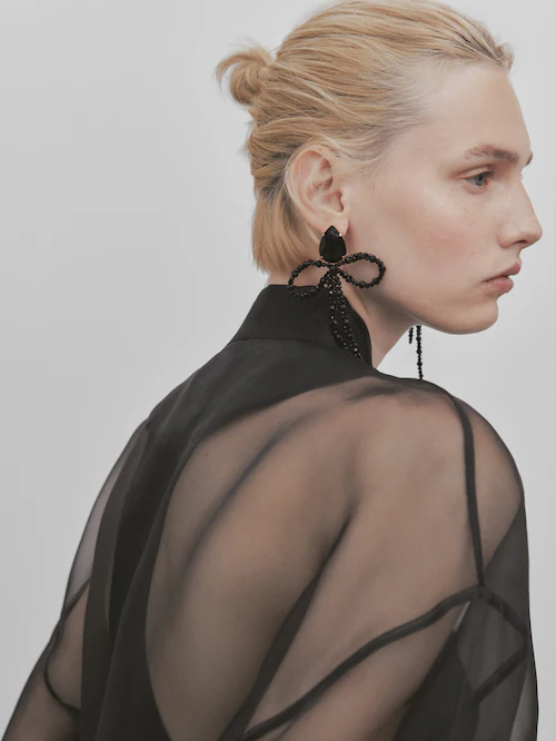 Alvast Fauteuil Flikkeren Rhinestone bow earrings -Studio - Massimo Dutti