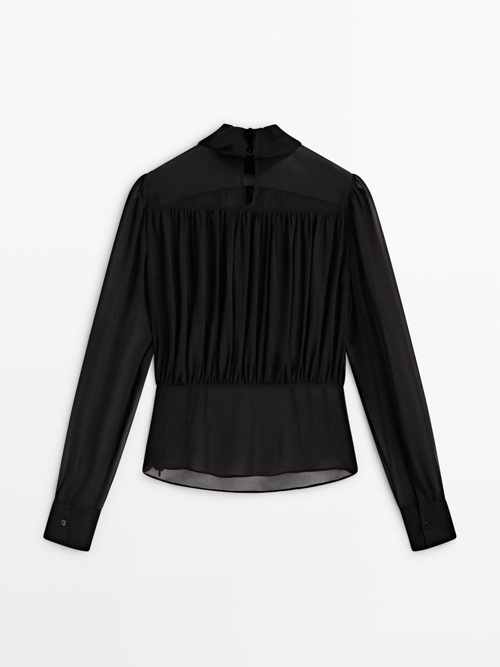 Camisa georgette seda Negro Camisas Massimo Dutti